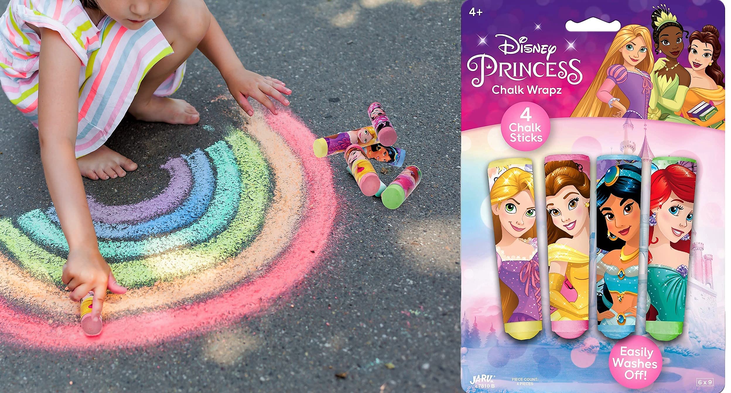 Disney Princess Jumbo Sidewalk Chalk Sticks - 12 Pack Non-Toxic Washable Outdoor Chalk for Kids | Bulk Art Supplies for Birthday Parties, Driveway Drawing & Backyard Play (B-7810-1)
