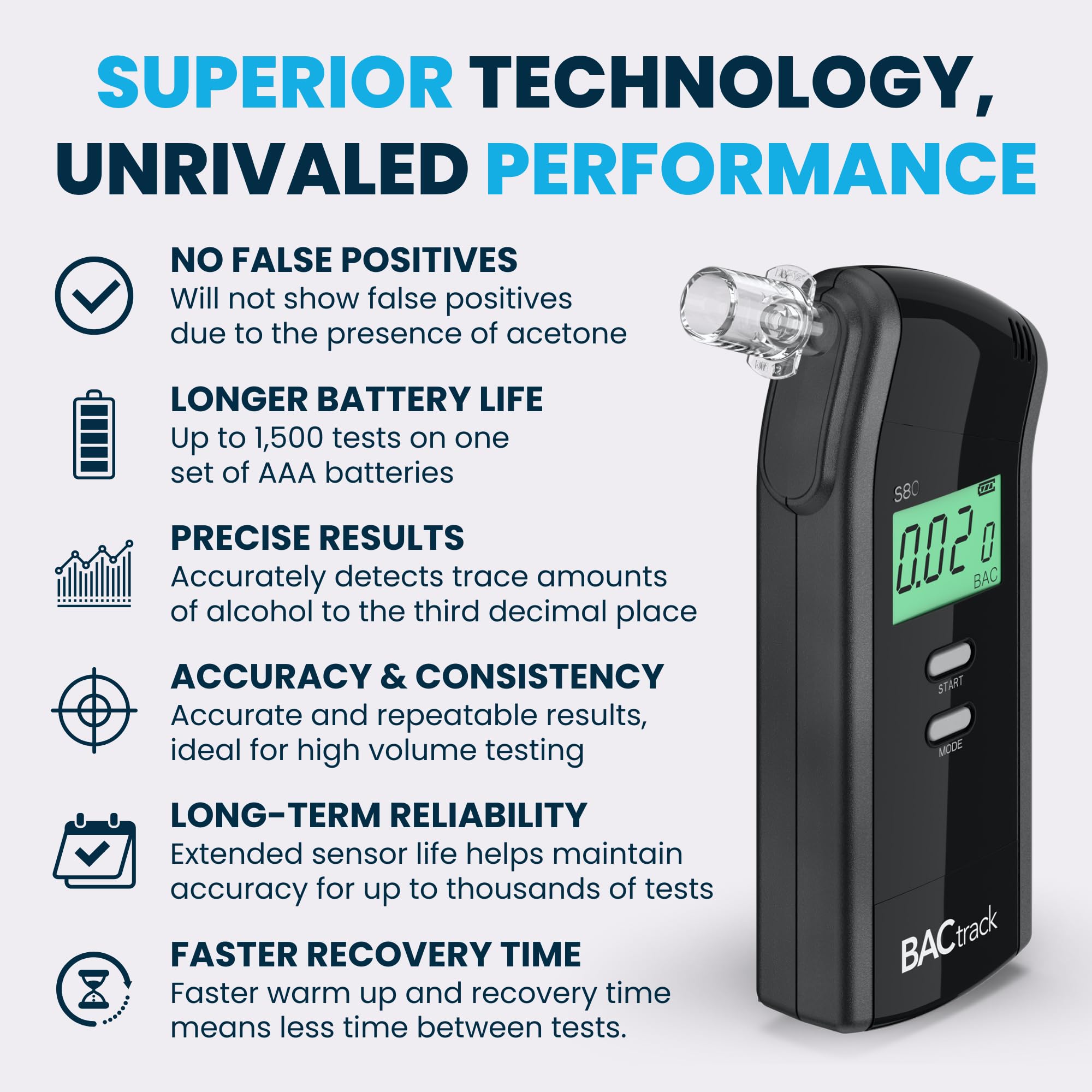 BACtrack S80 Professional Breathalyzer (2 Pack) - DOT & NHTSA Approved Alcohol Tester with FDA 510(k) Clearance | High Accuracy Portable Breath Alcohol Detector for Personal, Workplace & Law Enforcement Use | Ideal for Home Safety Checks, Office Testing & DUI Prevention