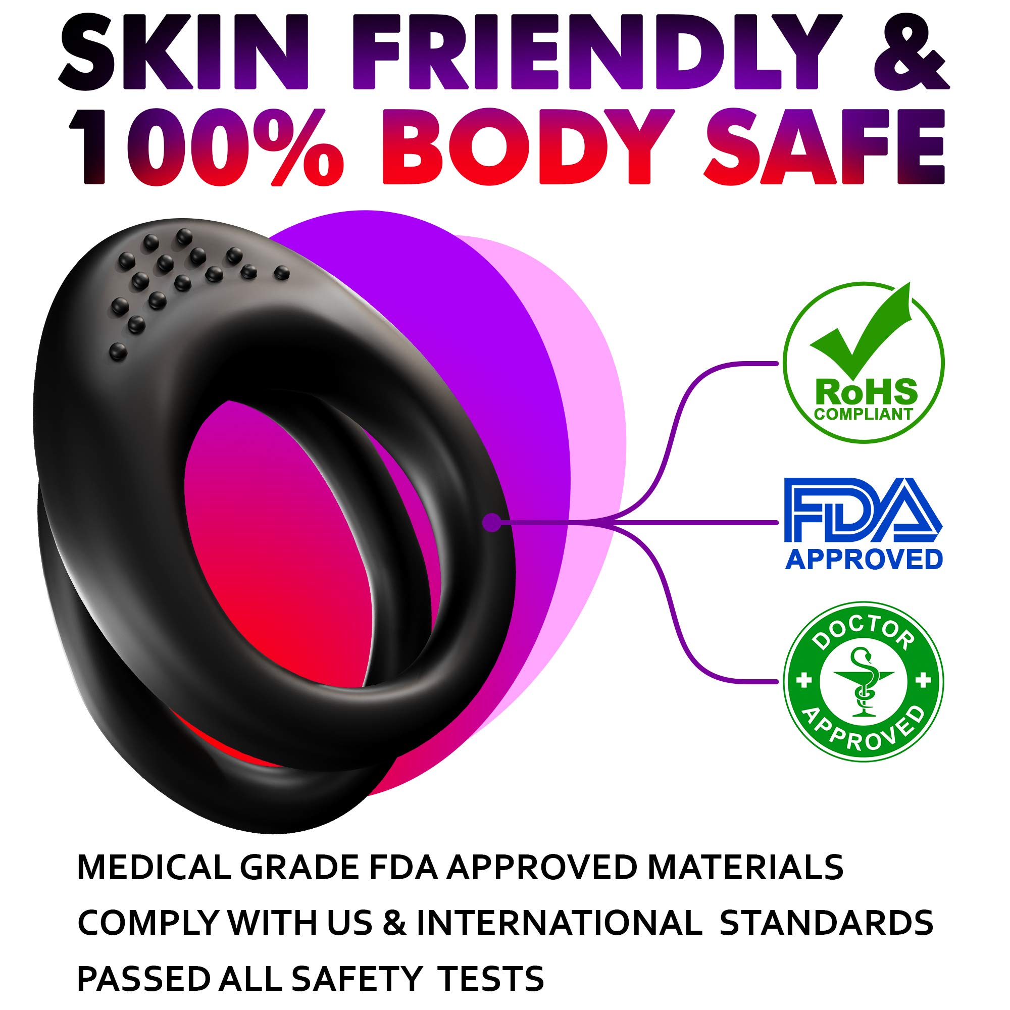 VIARDEJI® Cock Ring for Men - Super Hard Erection Penis Ring, Enhances Size & Intense Orgasms - Perfect for Couples Play & Solo Pleasure