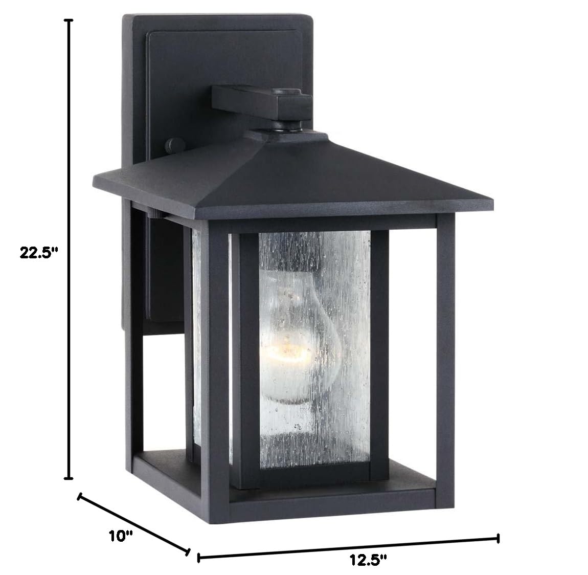 Generation Lighting 88025-12 Hunnington One-Light Outdoor Wall Lantern - Black Exterior Light Fixture for Porch, Patio, Garden & Entryway Lighting