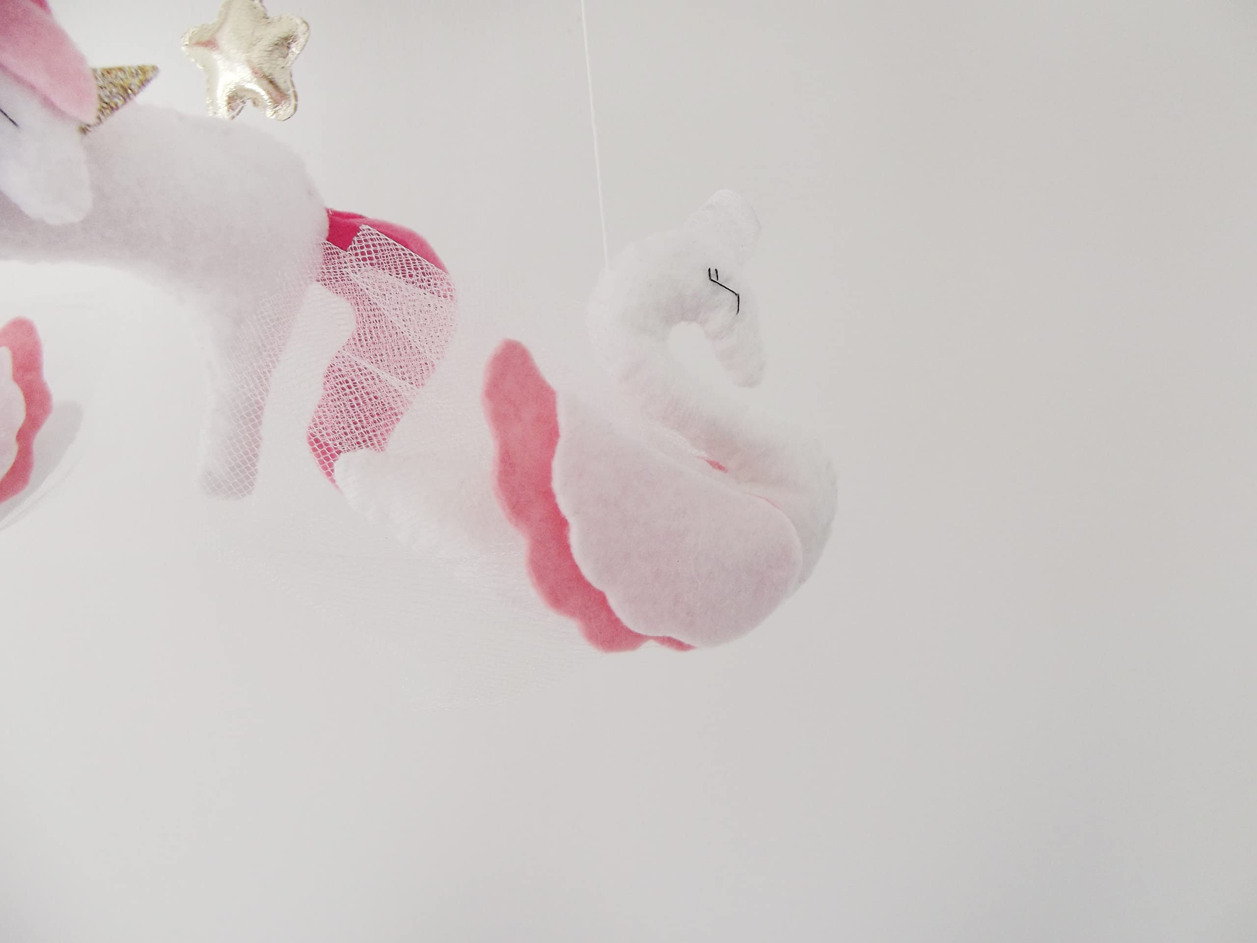 **Pink Swan Unicorn Baby Mobile for Nursery - Crib Mobile with Clouds & Stars - Perfect Baby Shower Gift for Girls, Newborns & Toddlers (Ideal for Bedroom Decor & Soothing Baby to Sleep)**