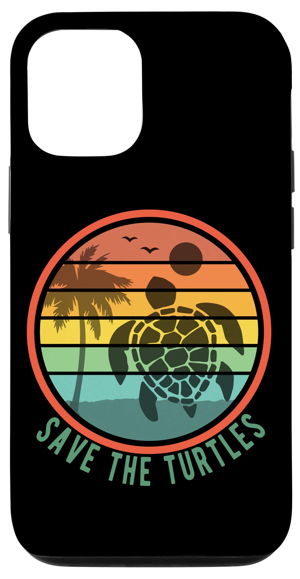 iPhone 12/12 Pro Case - Eco-Friendly Sea Turtle Design with Retro Sunset Art | Perfect Gift for Ocean Lovers & Turtle Conservation Supporters | Durable Protective Phone Cover for Daily Use & Outdoor Activities