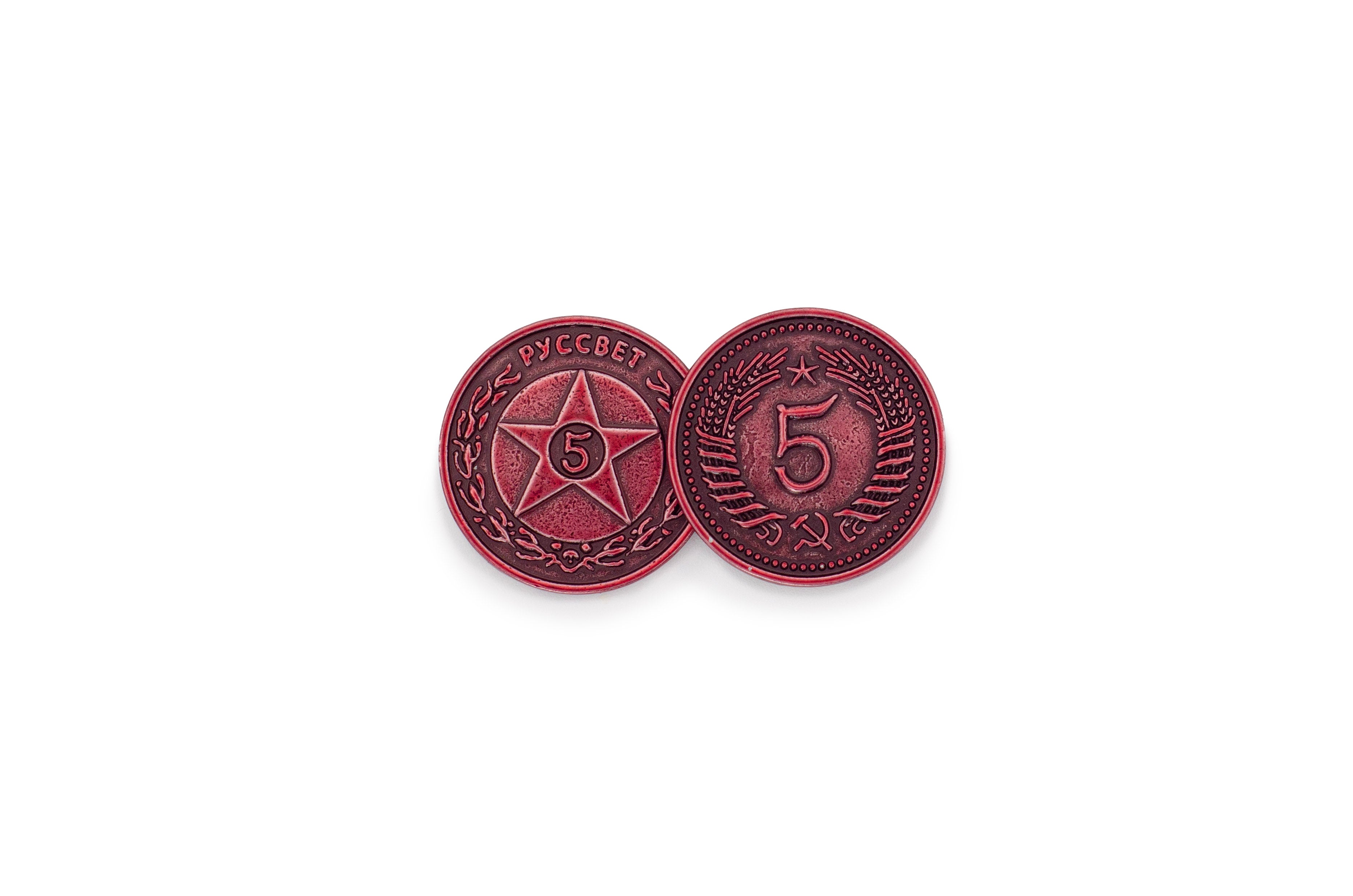 Premium Red Metal Coins Set - 100pcs $5 Value for Board Games Like Expeditions & Scythe - Perfect for Strategy Games, RPGs, and Collectible Currency Replacement