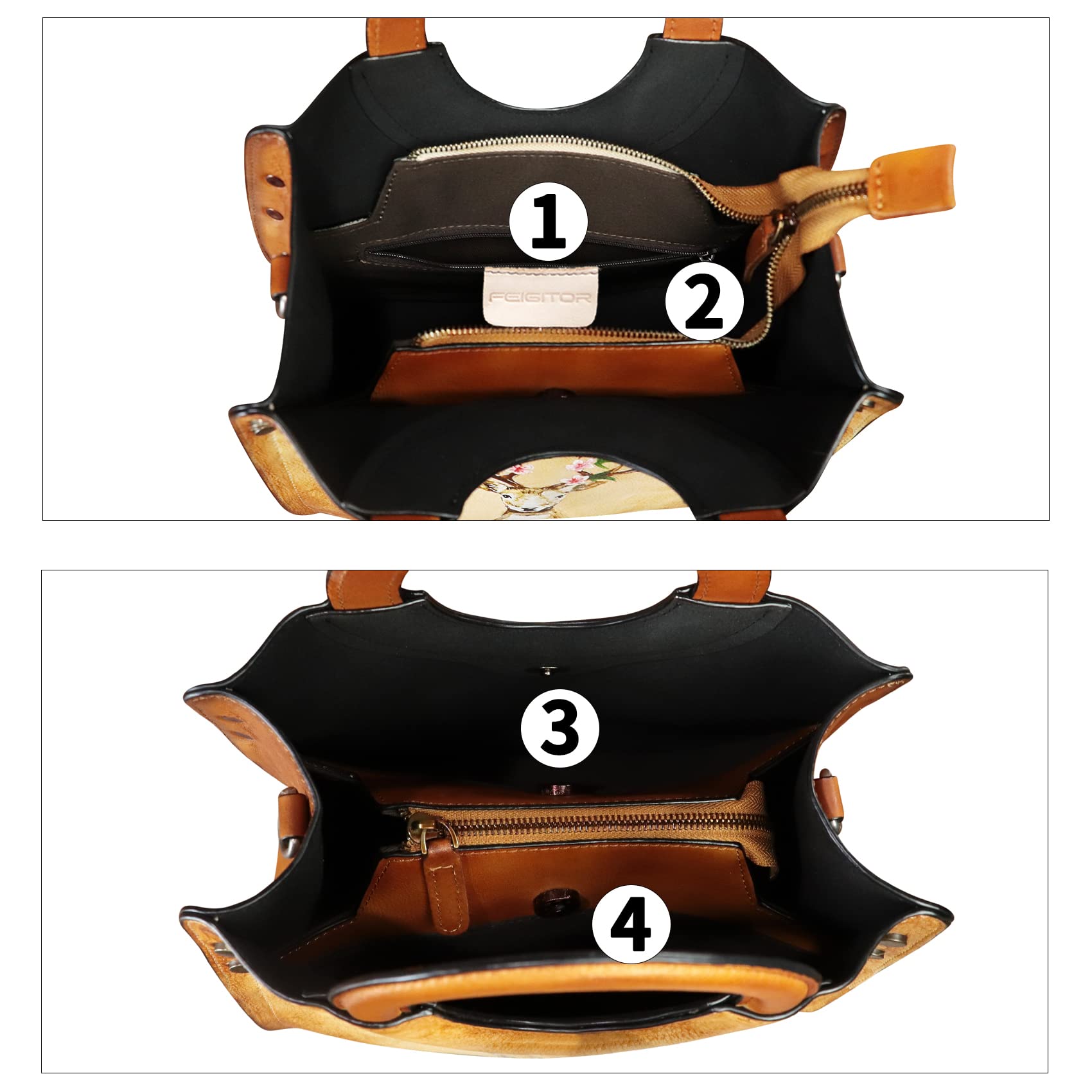 Handmade Genuine Leather Tote Bag for Women - Hand Painted Shoulder Bag, Crossbody Purse for Work & Casual Use | Durable Office Tote, Travel Bag & Everyday Carry