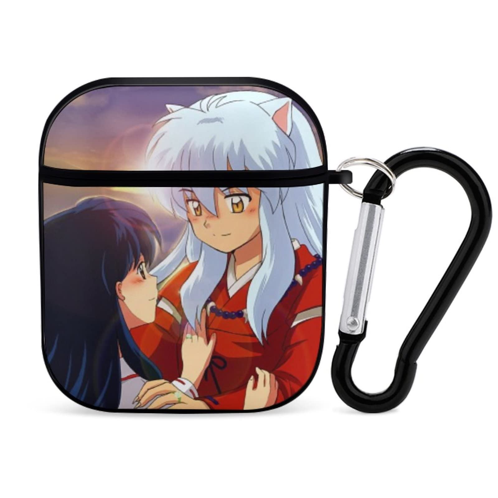 Inuyasha & Kagome Anime AirPods Case for Apple AirPods 1 & 2 - Black Bluetooth Headset Cover - Perfect for Anime Fans, Cosplay & Daily Use
