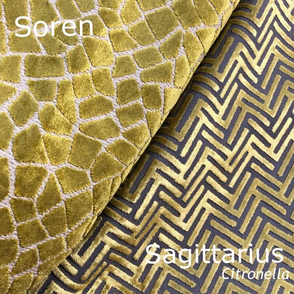 Sagittarius Citronella Gold Gray Velvet Chevron Pillow Cover - Decorative Throw Pillow Case for Sofa, Bed, Couch - Fabric by the Yard Available for DIY Projects