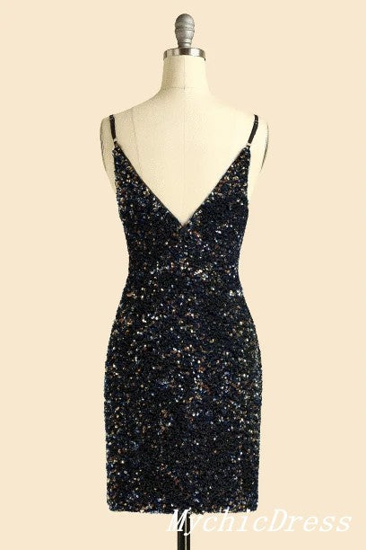 Affordable Black Sequin Short Homecoming Dress for Women - Elegant Mini Cocktail Party Dress for Prom, Night Out, and Special Occasions