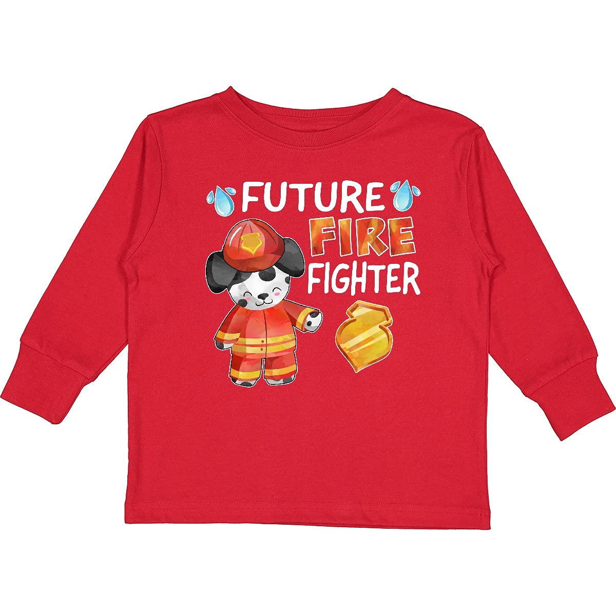 Future Fire Fighter with Cute Dalmatian Toddler Long Sleeve T-Shirt - Kids Playdate & Fire Station Visit Outfit