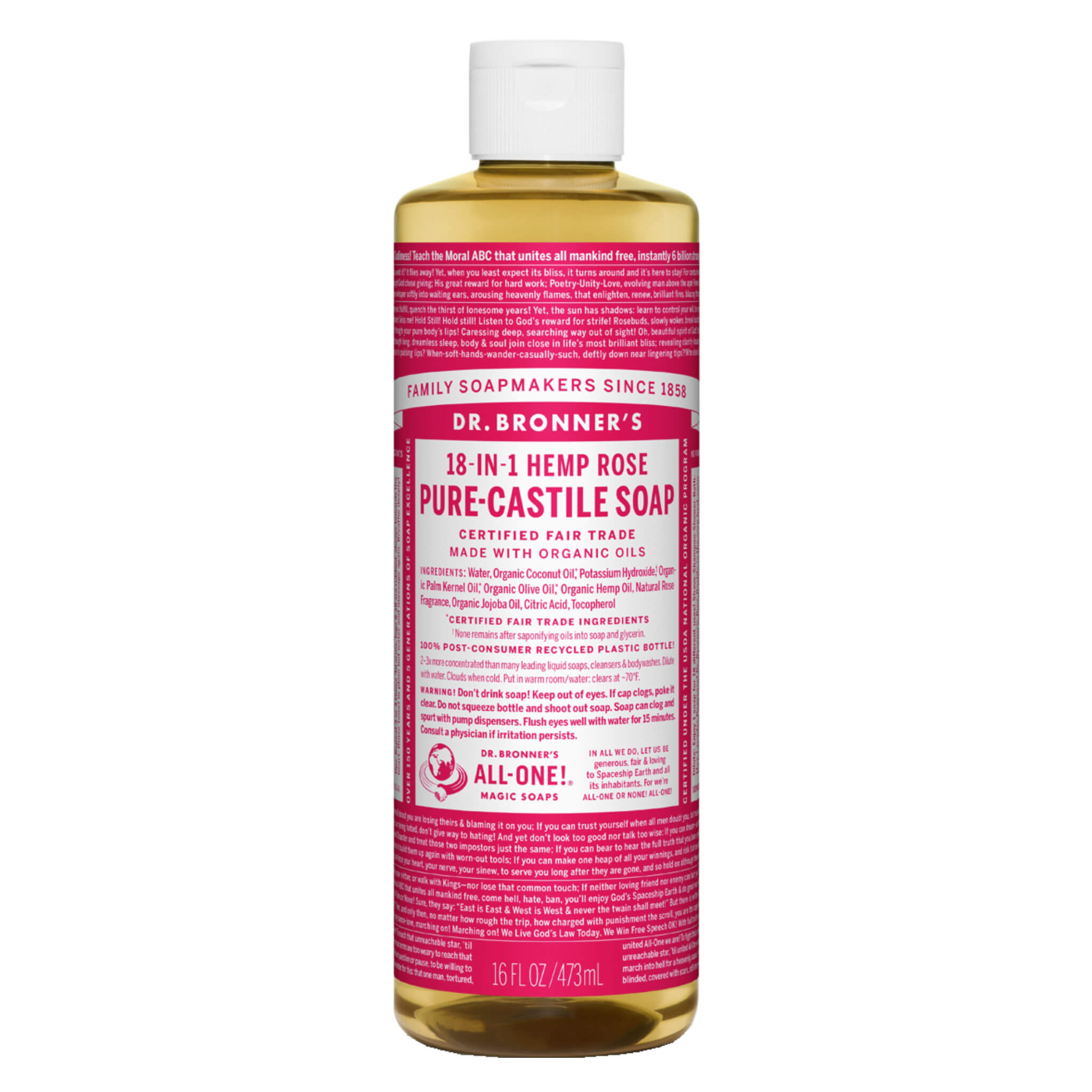 Organic Pure Castile Liquid Soap - All-Natural Vegan Body Wash & Hand Soap for Sensitive Skin | Gentle Cleanser for Face, Baby & Household Cleaning | Eco-Friendly, Biodegradable & Cruelty-Free