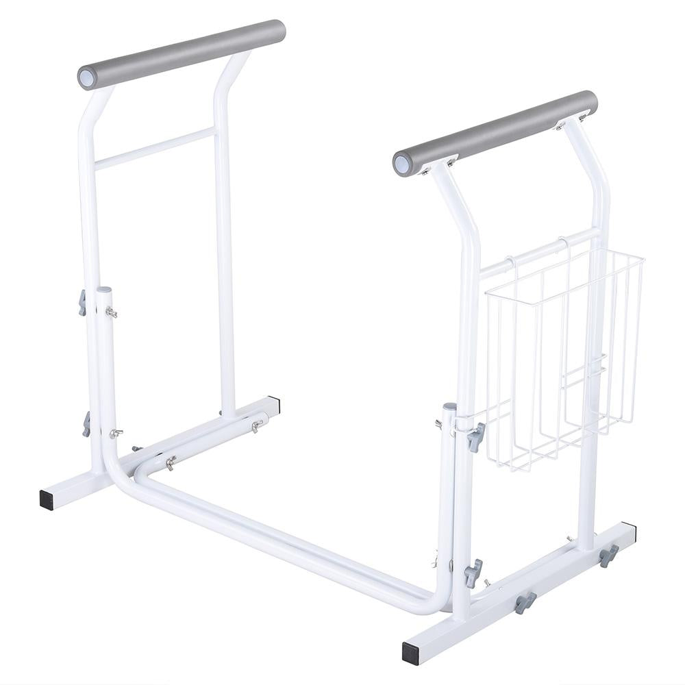 TheLAShop Stand Alone Toilet Safety Rail with Rack - 375lbs Weight Capacity - Elderly & Disabled Bathroom Assist - Home Medical Equipment for Seniors Safety