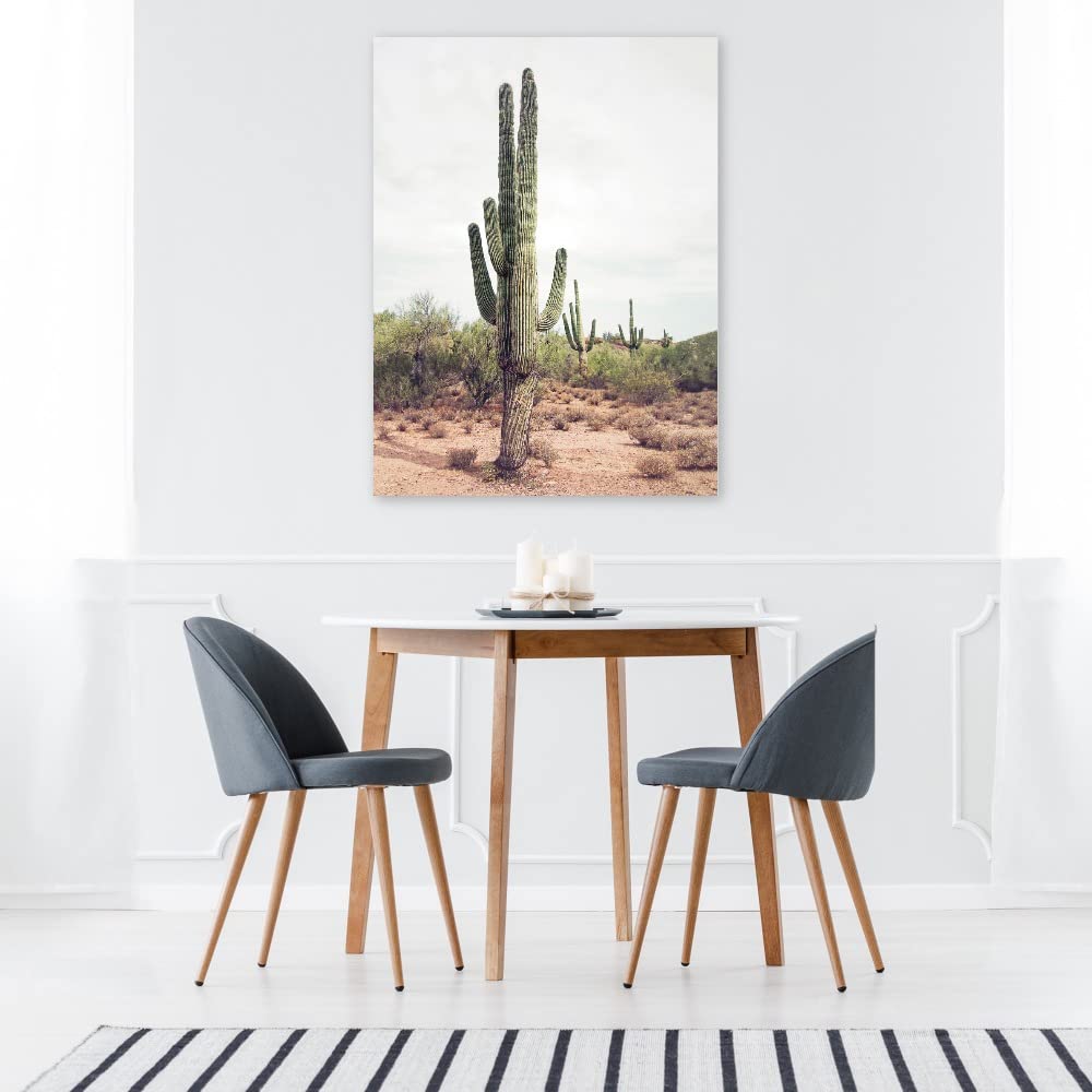 Desert Cactus Canvas Wall Art Print - 32x43 Inch Ready to Hang Painting for Living Room, Bedroom, Office Decor - Modern Home & Commercial Space Wall Decor by Artists Sisi & Seb