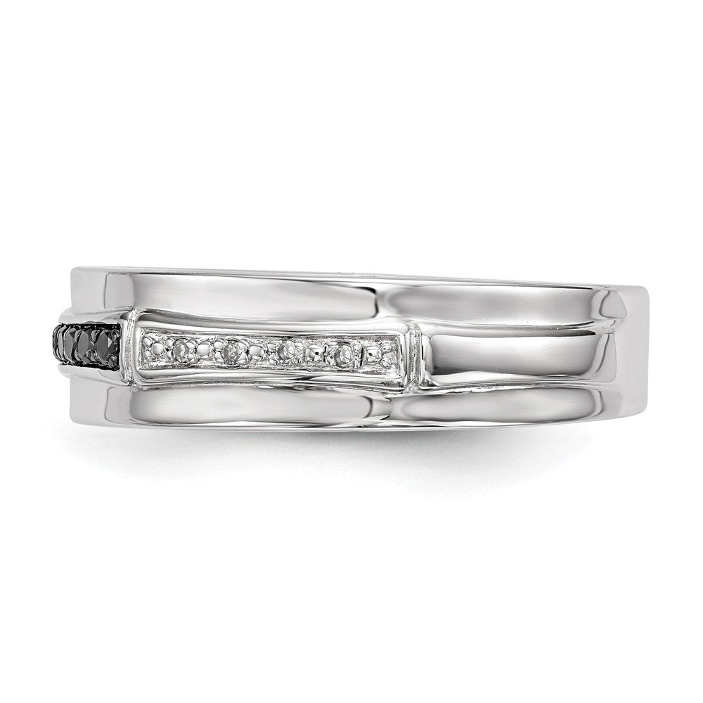 925 Sterling Silver White & Black Diamond Ring (0.13ct) - Elegant Wedding Band, Anniversary Gift & Everyday Jewelry for Women | Diamond2Deal