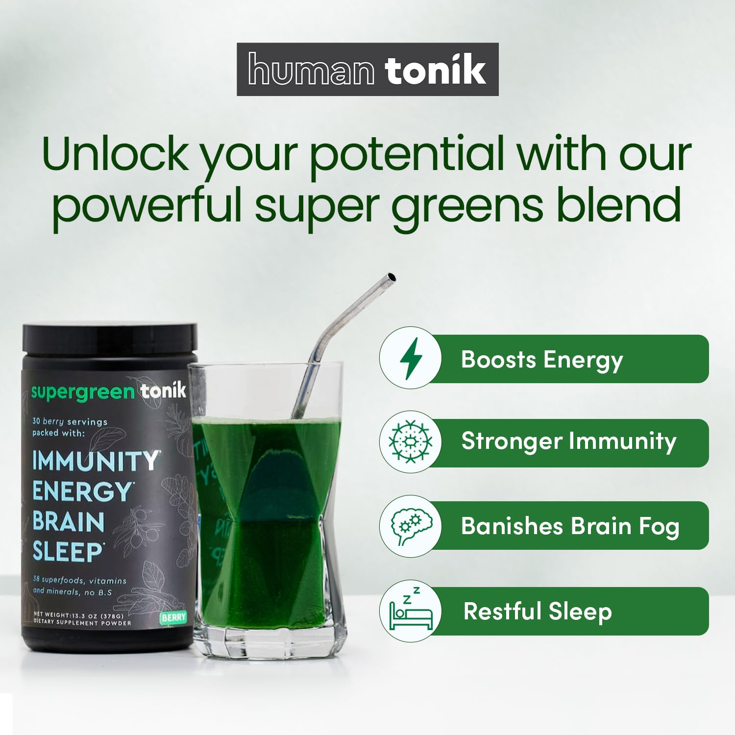 100% Natural Greens Superfood Powder - Organic Daily Supplement with 38 Superfoods, Vitamins & Minerals - Boosts Energy, Reduces Stress & Enhances Immunity - Berry Flavor (3 Tubs, 360g, 30-Day Supply) - Perfect for Smoothies, Juices & Healthy Lifestyles