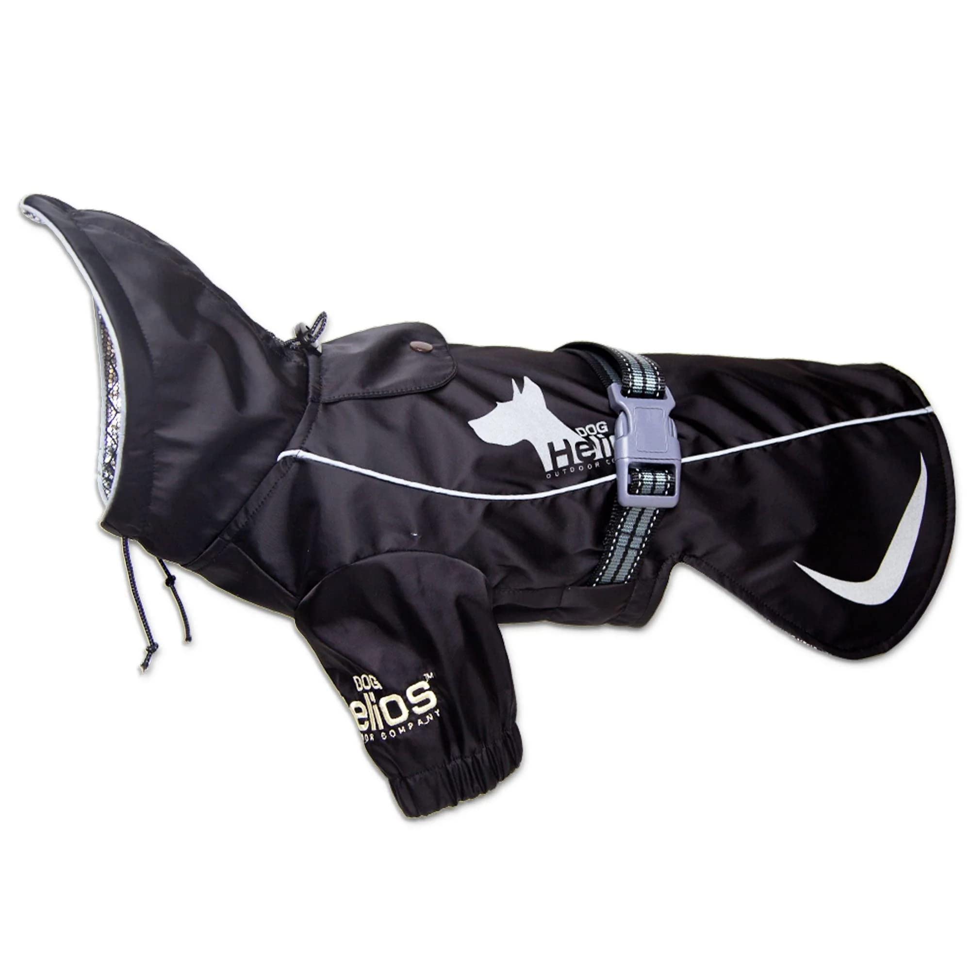 Helios 'Ice-Breaker' Extendable Hooded Dog Coat with Heat Reflective Technology - X-Large Black for Cold Weather Outdoor Adventures