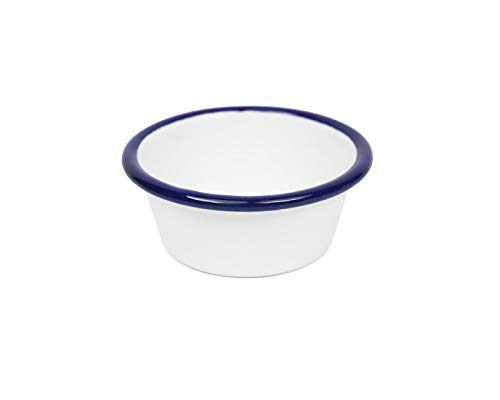 Vintage Style Blue Rim Ramekin or Condiment Dish Set of 4 - Perfect for Baking, Serving Sauces, and Home Decor