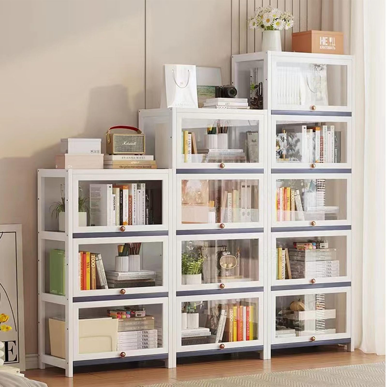 Natural Bamboo Frame Acrylic Display Case - 4-Tier 70cm Dustproof Collectible Showcase for Home & Office - Perfect for LEGO Sets, Funko Pops, and Action Figure Collections