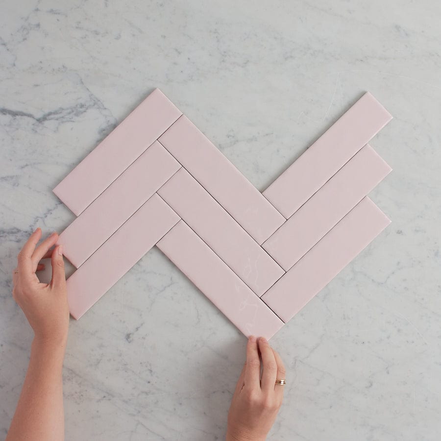 Newport Gloss Mini Subway Baby Pink Ceramic Tile - Perfect for Kitchen Backsplash, Bathroom Walls & DIY Home Decor Projects