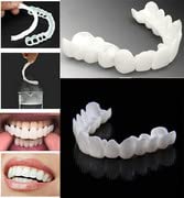 Non-Porous Silicone Artificial Braces for Teeth Whitening - Upper & Lower Dental Prostheses (2pcs) - Perfect for Cosplay, Halloween Costumes & Dental Practice