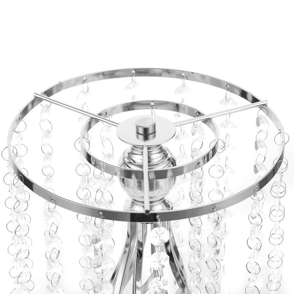 10pcs 20-inch Silver Metal Flower Stand with Crystal Beads - Elegant Floor Vase Holder for Wedding Table Decor, Party Centerpiece, Birthday & Grand Opening Events - Perfect for Indoor & Outdoor Celebrations