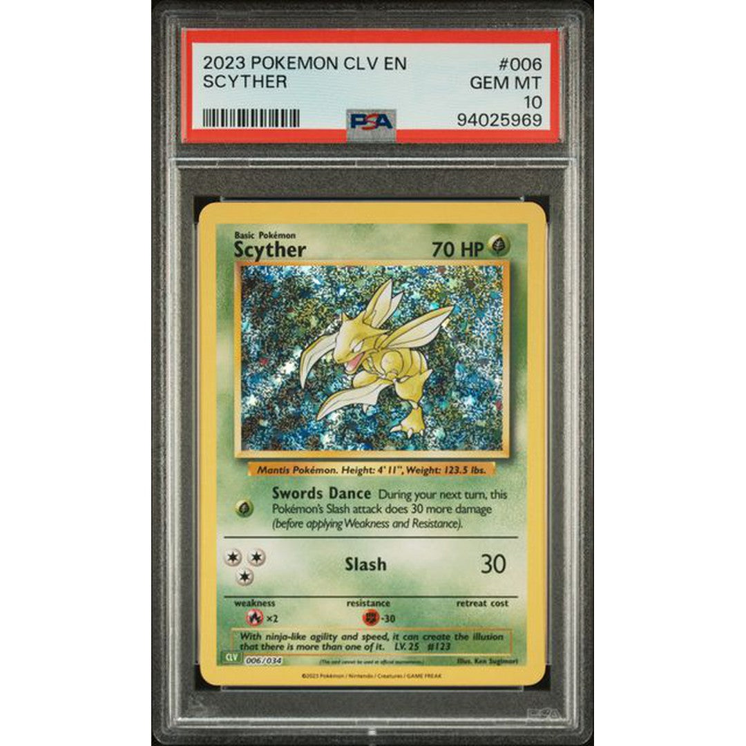 2023 Pokemon Classic Collection Scyther 006/034 PSA 10 Graded Card - Rare Trading Card for Collectors, Battles & Display