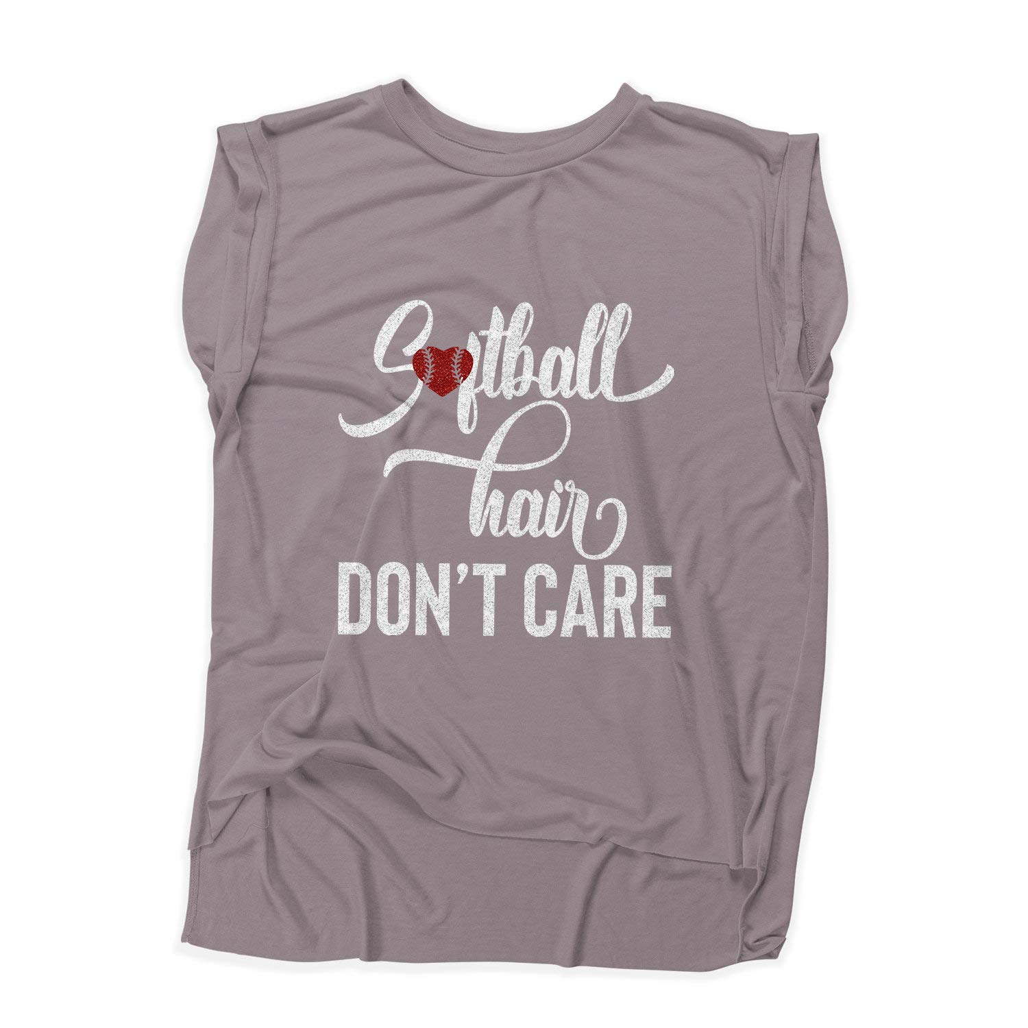 NanyCrafts Softball Hair Don't Care Women's Flowy Muscle Tee - Comfortable Athletic Shirt for Sports, Workouts & Casual Wear