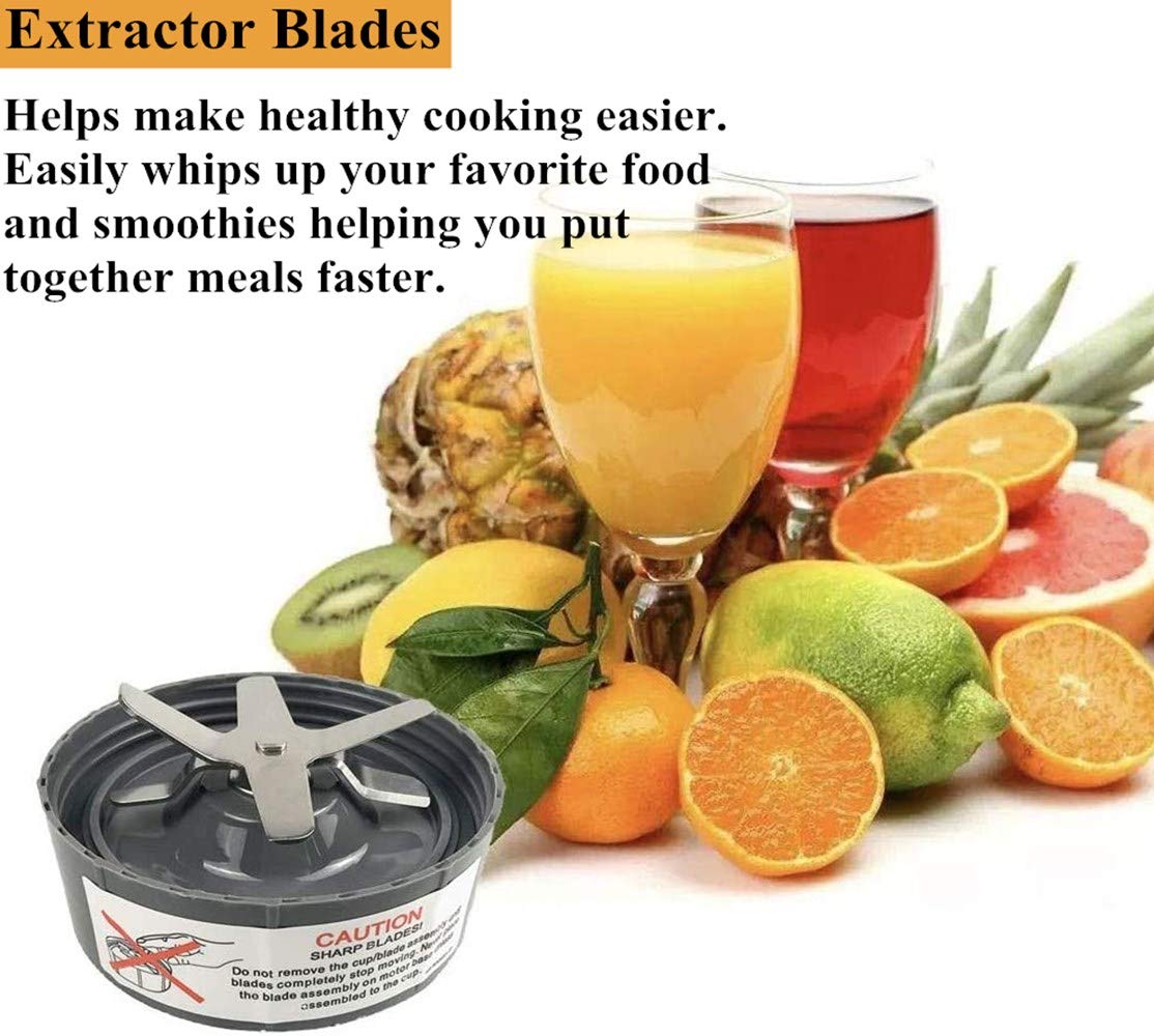 TIMESETL 2 Pack Replacement Extractor Blades & 2 Extra Silicone Gasket Seal Rings - Compatible with Nutribullet 600W & 900W NB-101B NB-101S NB-201 Juicer Blenders - Perfect for Smoothies, Juicing & Food Prep