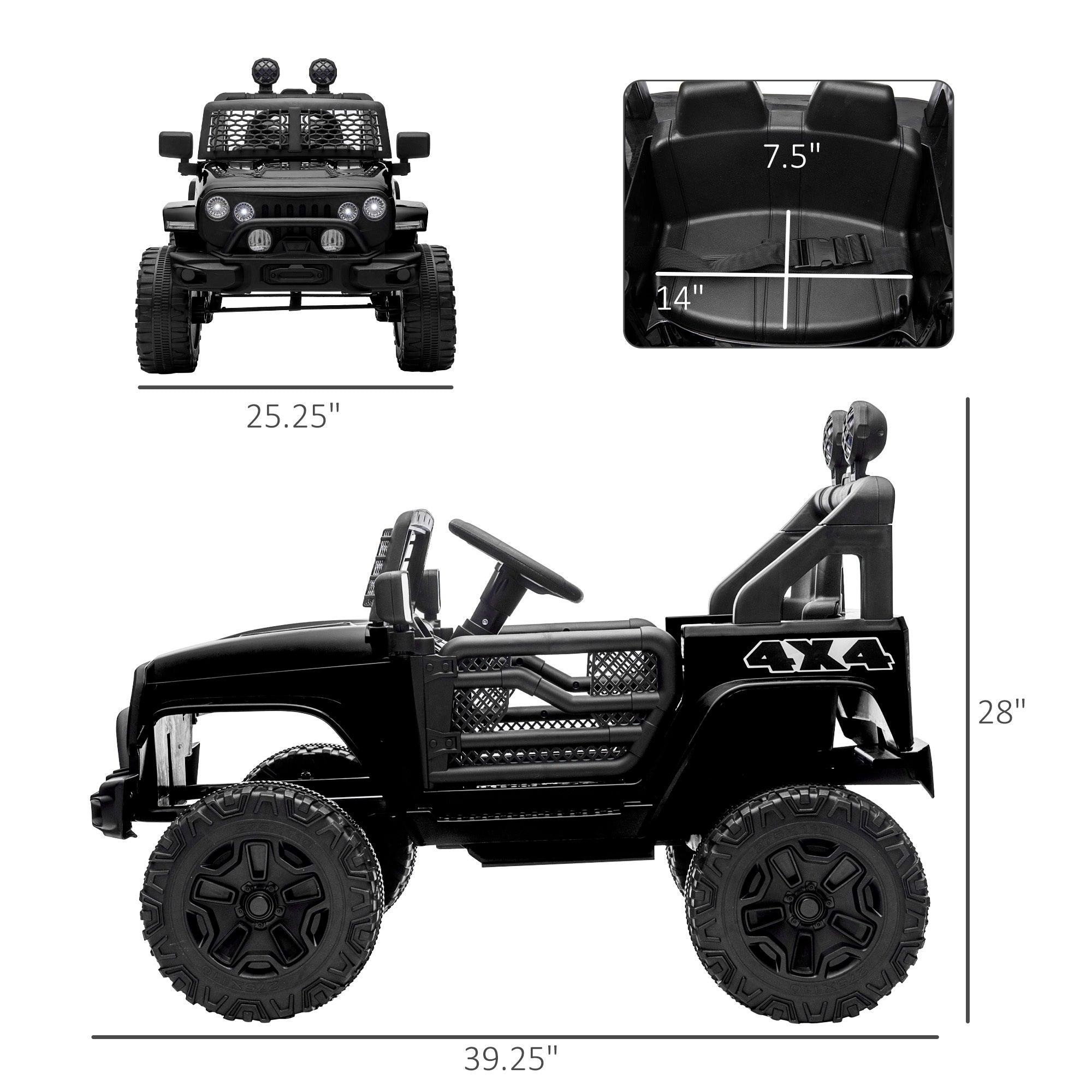 12V Kids Ride On Truck with Parent Remote Control - Electric Battery Powered Toy Car with Spring Suspension, Adjustable Speed, LED Lights & Horn - Black | Perfect for Outdoor Play, Birthday Gifts & Toddler Pretend Driving Fun