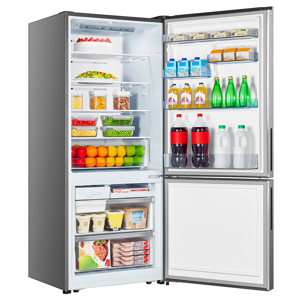 Hisense 417L Bottom Mount Refrigerator with PureFlat Design - Silver HRBM418S - Perfect for Kitchens, Apartments & Small Spaces