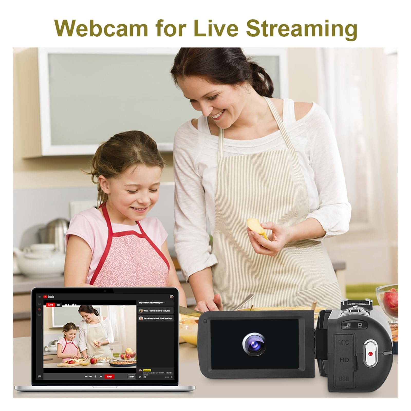4K Professional Video Camera 56MP WiFi Vlog Camcorder with IR Night Vision & Stabilizer - Perfect for YouTube Streaming, Live Webcam & Night Recording (Includes 128GB SD Card, Black Set)