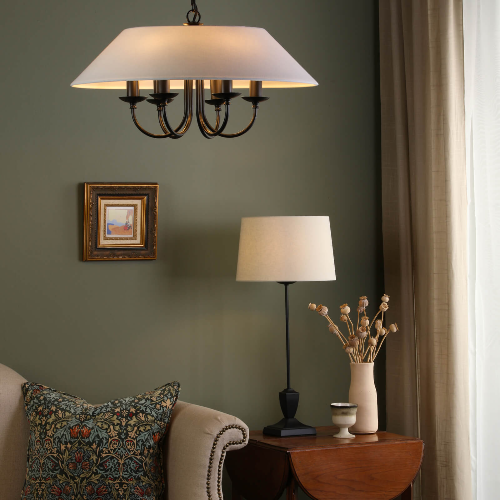 Bessa Table Lamp with Satin Black Base - E14 Socket, Modern Bedside Lighting for Bedroom, Living Room, or Office Desk