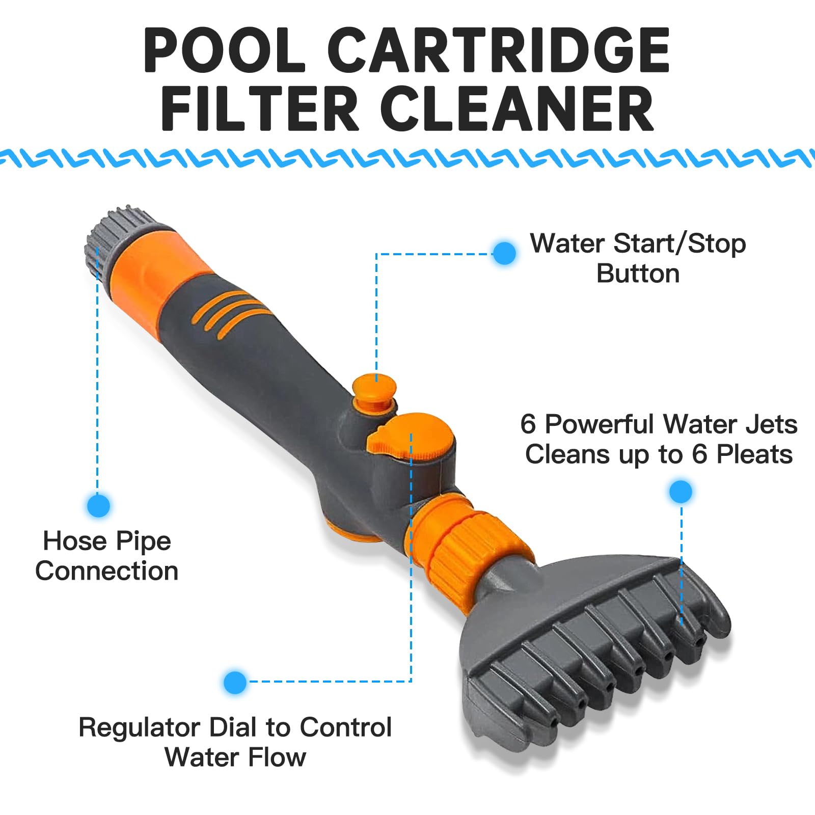 Premium Pool & Spa Filter Cartridge Cleaner - Heavy Duty & Durable Cartridge Filter Cleaner for Pools, Spas & Hot Tubs - Quickly Removes Leaves, Debris & Dirt - Perfect for Regular Maintenance & Deep Cleaning of Filter Cartridges