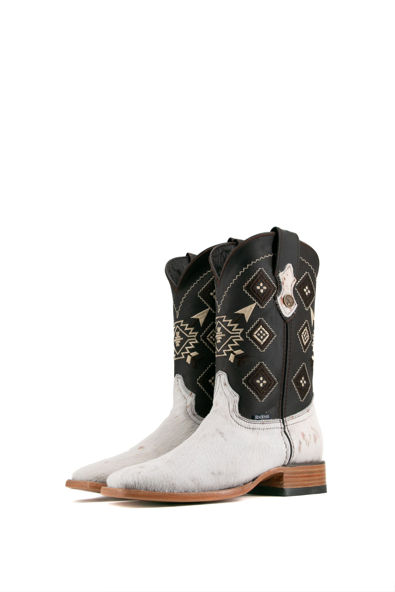 Authentic Men's Cowhide Square Toe Cowboy Boots - Size 8 - Western Style Riding Boots - Durable & Comfortable for Ranch Work, Country Music Festivals and Everyday Wear