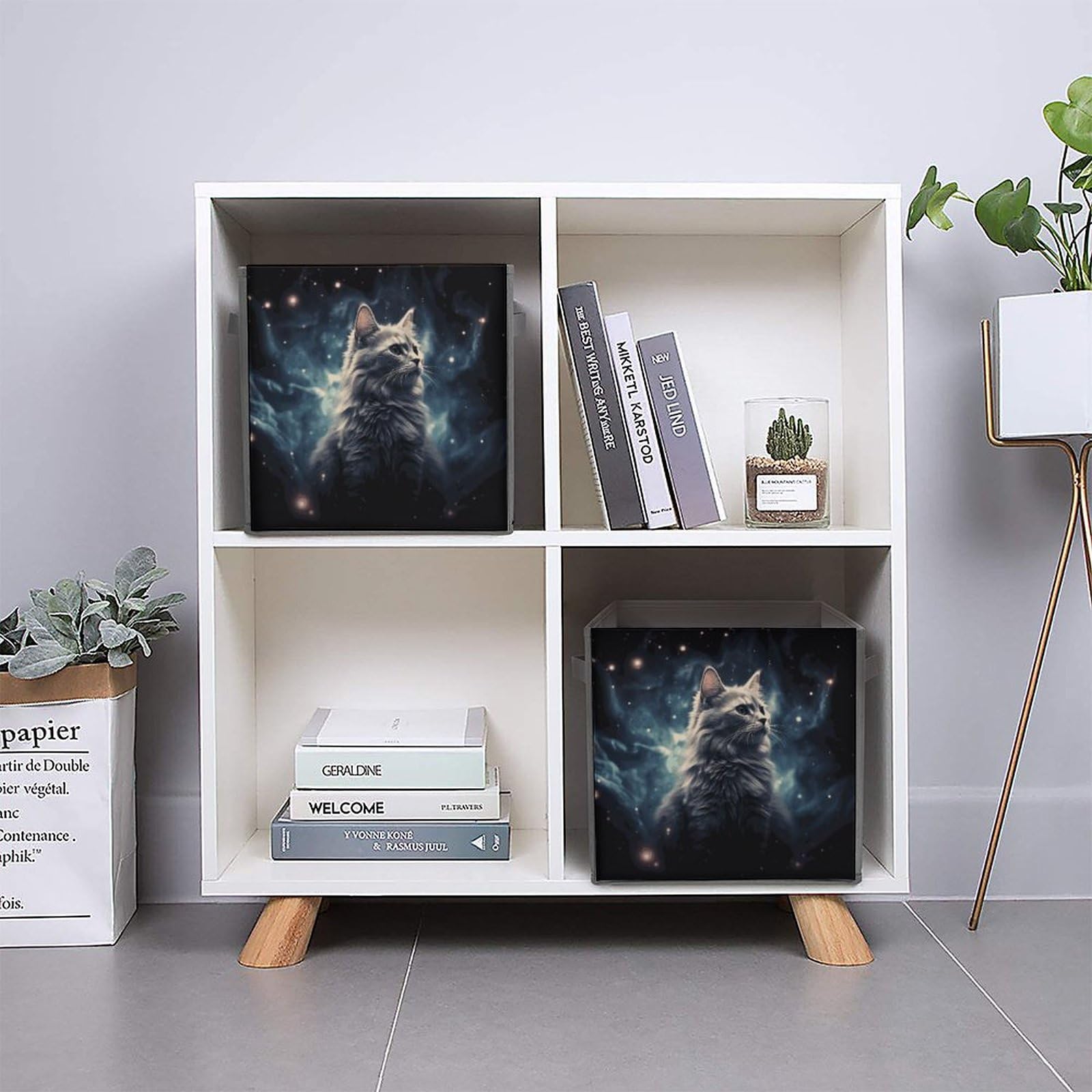 Cat in Nebula Printed Storage Baskets & Bins - Organize Clothes, Toys & Home Decor | Perfect for Bedroom, Closet & Kids Room Organization