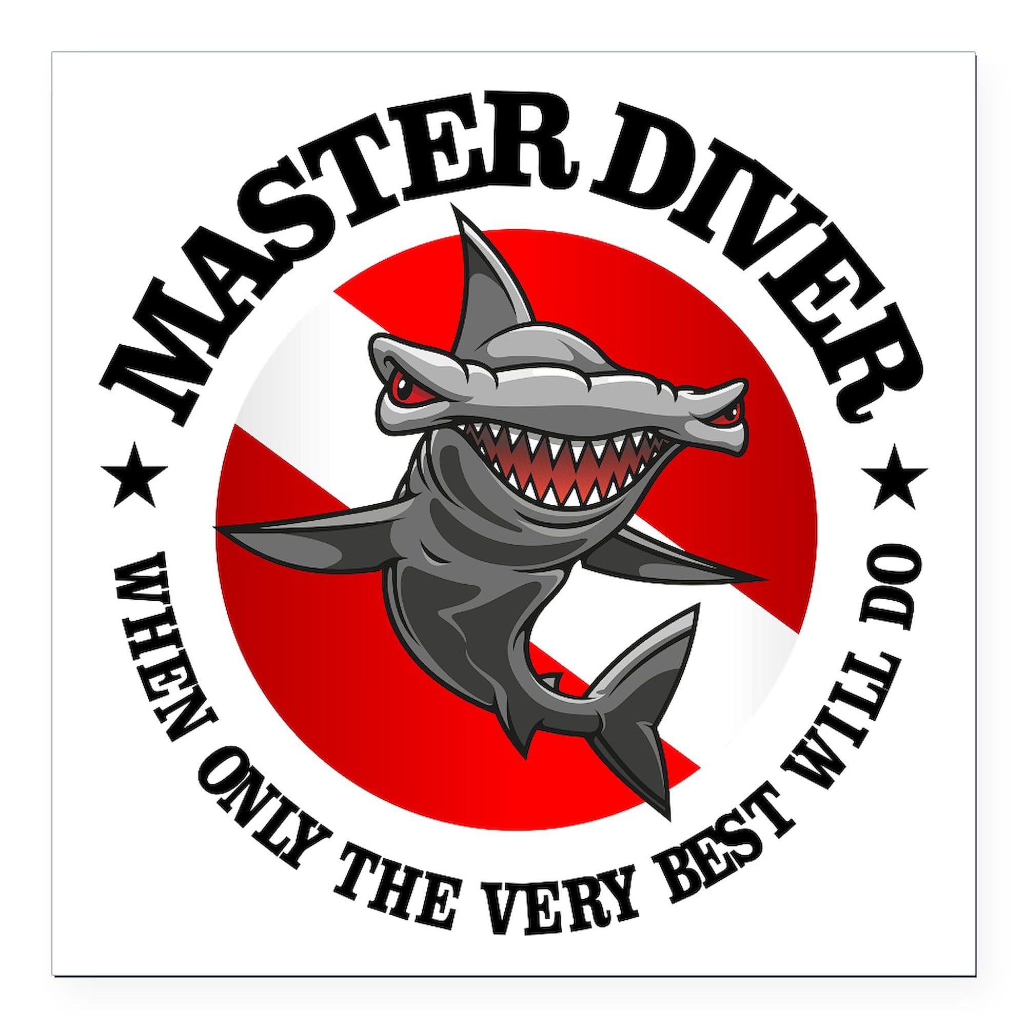 Master Diver Hammerhead 3x3 Inch Square Car Magnet - Strong Magnetic Bumper Sticker for Cars, Trucks & Metal Surfaces - Perfect for Scuba Divers, Shark Lovers & Ocean Enthusiasts