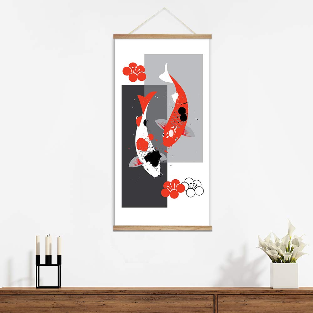 Wall26 Abstract Pet Fish Theme Wood Framed Hanging Poster Print - 18