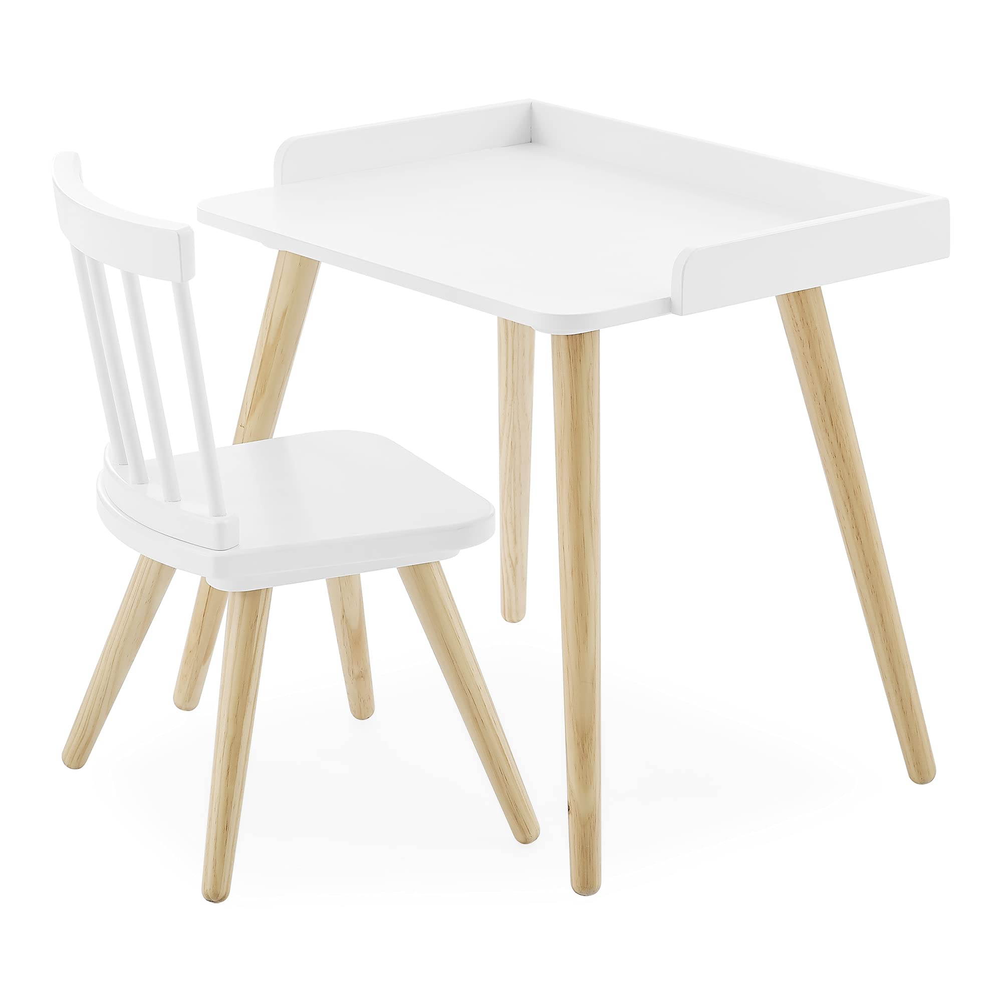 Delta Children Essex Kids' Desk & Chair Set - Greenguard Gold Certified Study Desk for Children Ages 4+ | Perfect for Homework, Drawing, Arts & Crafts | Bianca White/Natural Finish | Safe & Ergonomic Learning Space for Preschool & Elementary Students