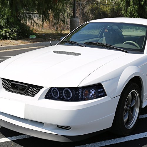 Spec-D Tuning 2LHP-MST99G-TM Glossy Black Halo LED Projector Headlights for Ford Mustang - Upgrade Your Ride with Stylish Lighting for Night Driving & Car Shows