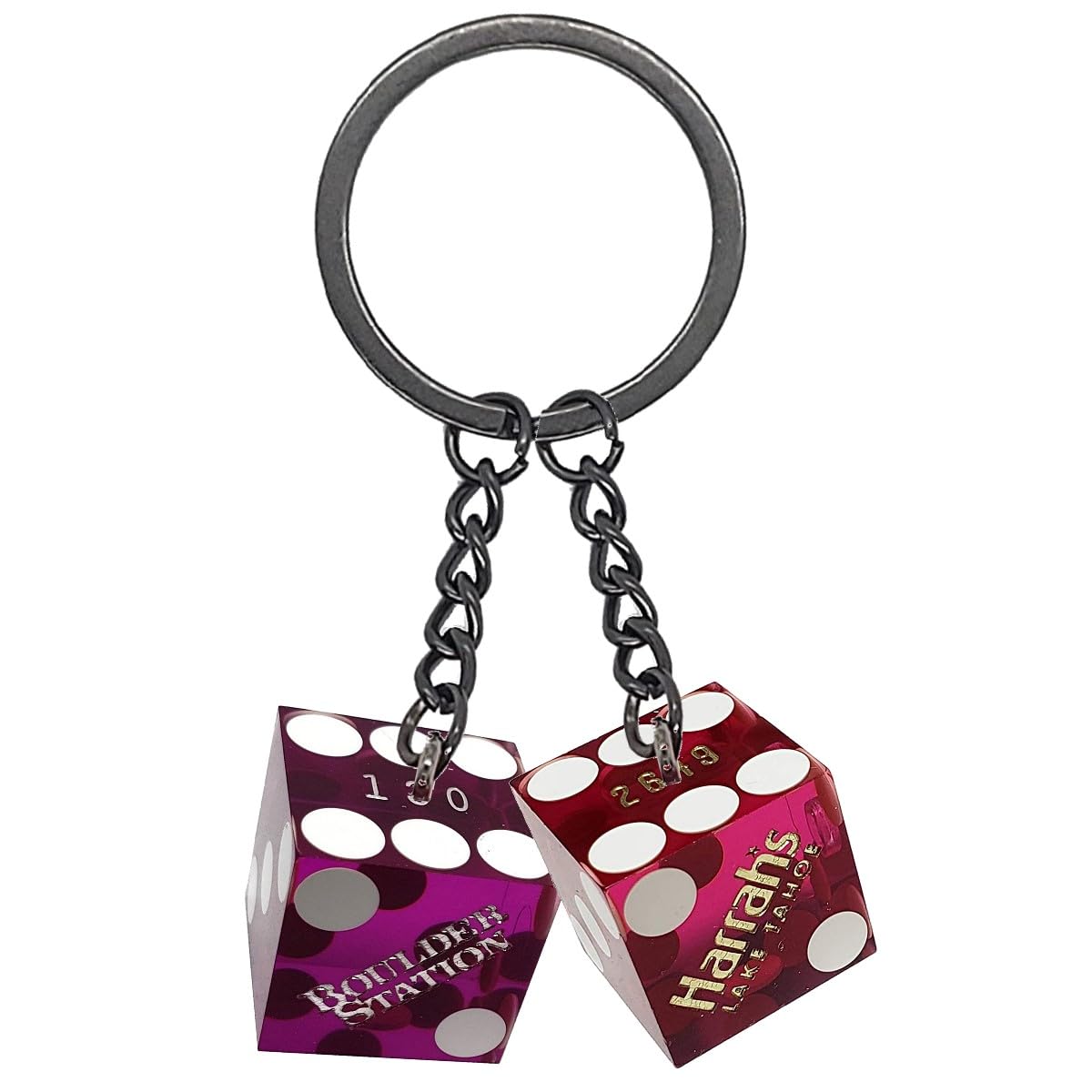 Authentic Casino Dice Keychain - Genuine 19mm Lake Tahoe, Reno & Las Vegas Craps Dice - Perfect for Casino Lovers, Gifts & Collectors