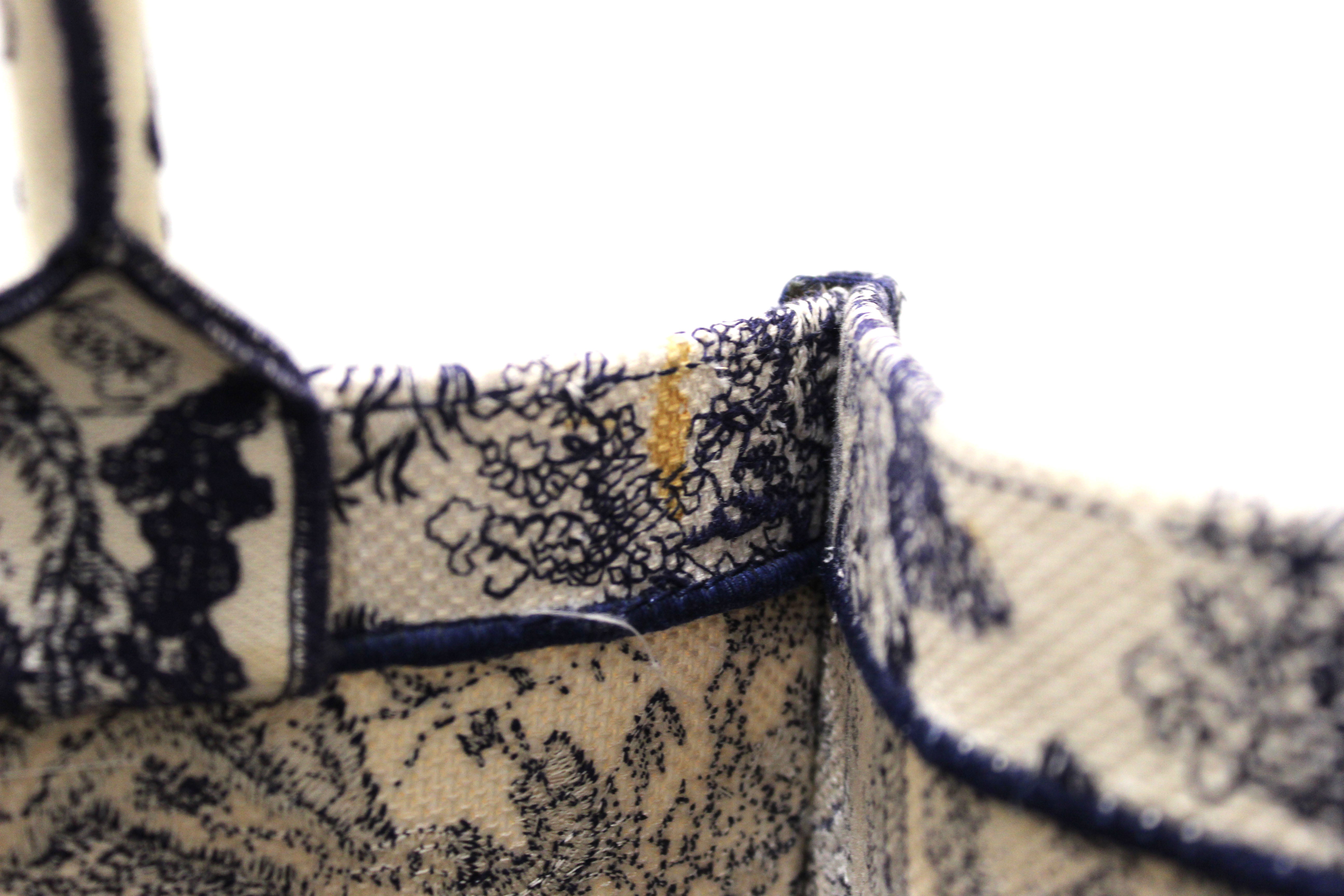 Authentic Christian Dior Blue Toile de Jouy Embroidery Medium Dior Book Tote Bag - Luxury Designer Handbag for Women, Perfect for Travel, Work & Everyday Use