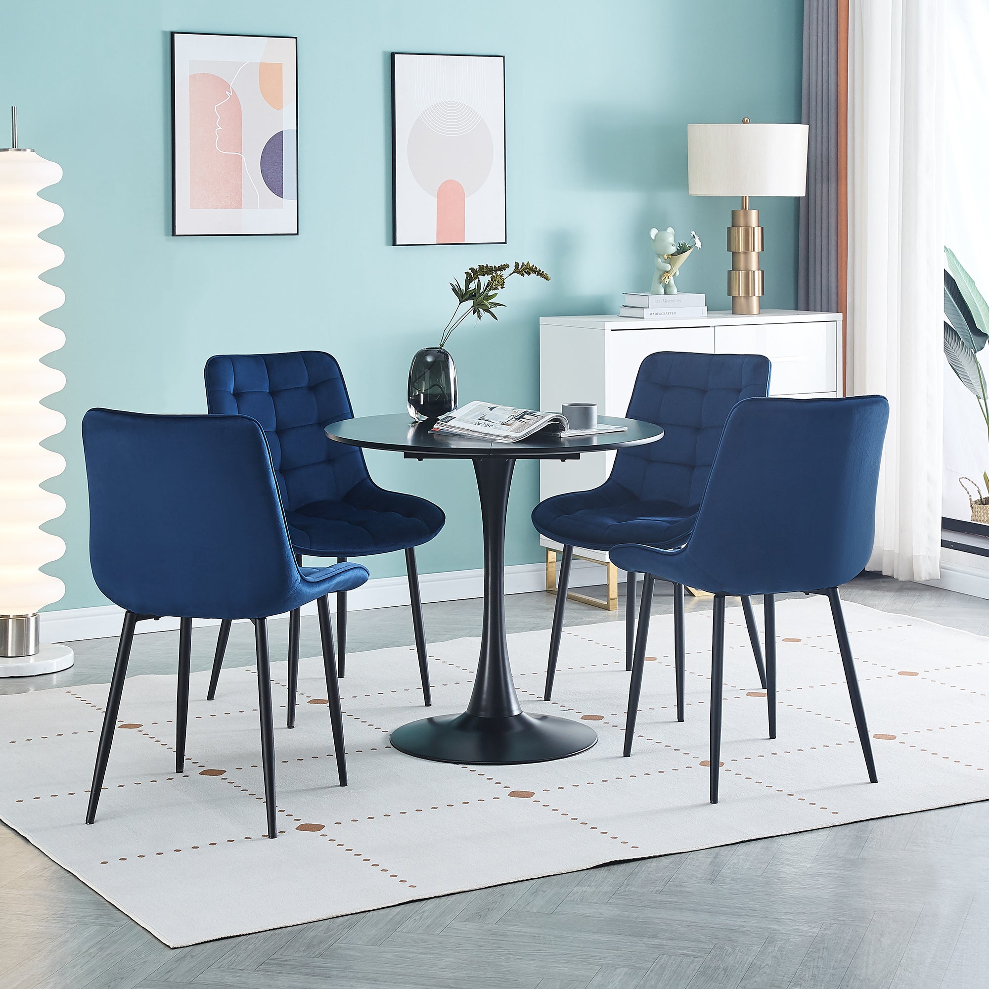 Modern Blue Dining Chairs Set of 2 - Contemporary Style with Advanced Technology - Perfect for Restaurants, Cafes, Bars, Offices & Living Rooms - Easy Assembly & Sturdy Design - Ideal for Home Dining & Commercial Spaces