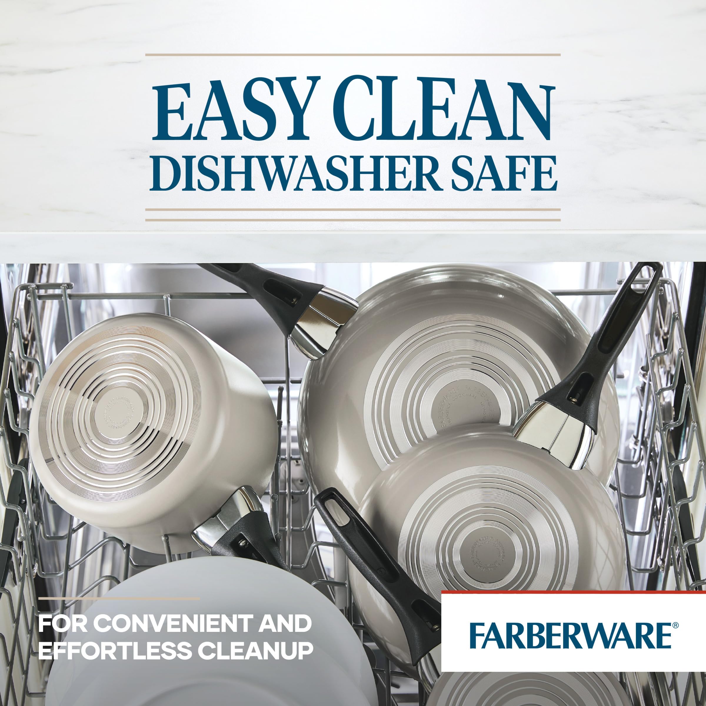 Farberware 15-Piece Nonstick Cookware Set - Dishwasher Safe Pots & Pans in Champagne Gold for Baking, Frying & Everyday Cooking | Kitchen Essentials for Home Chefs
