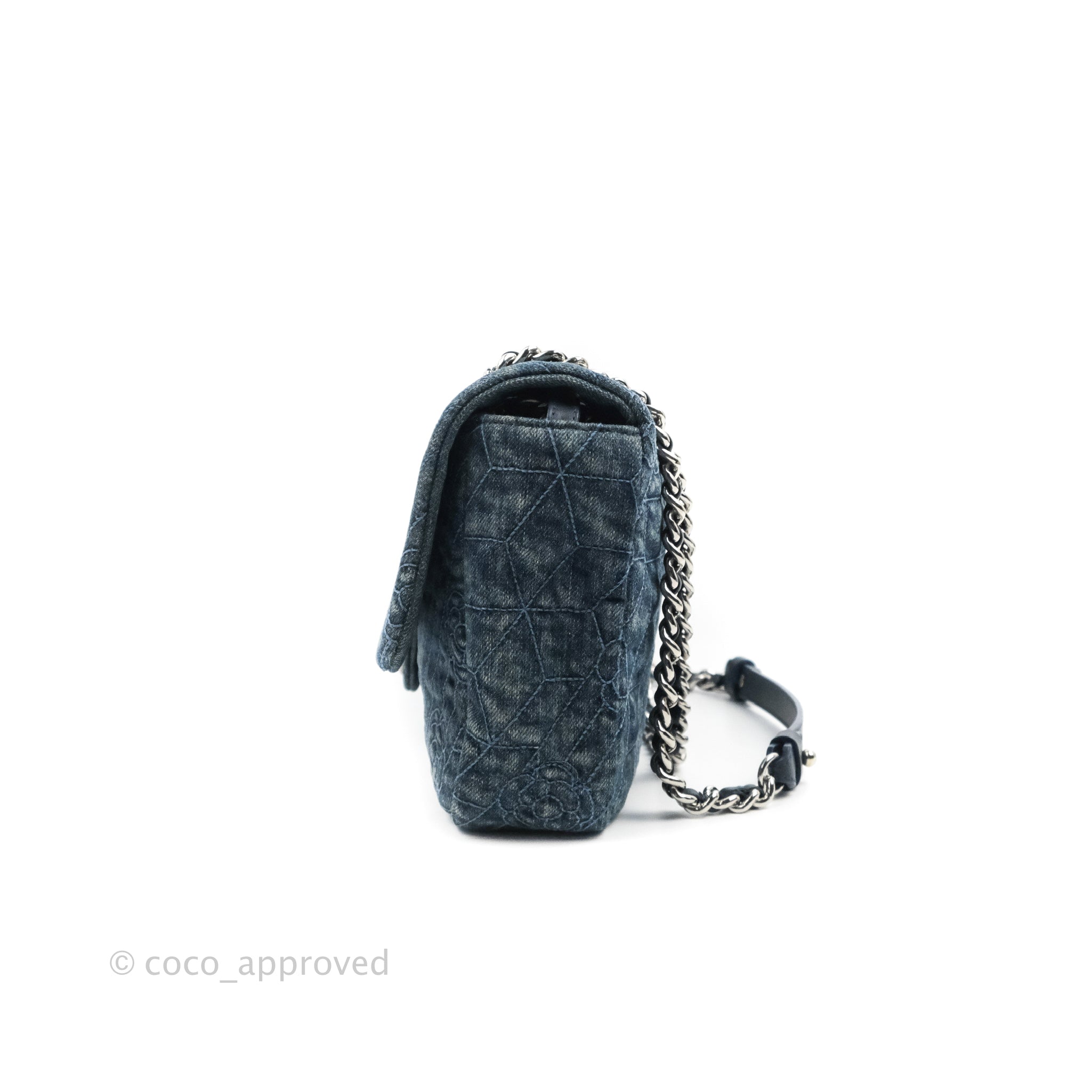 Chanel Camellia Embroidered Flap Bag in Blue Washed Denim with Silver Hardware - Luxury Designer Crossbody Bag for Women, Perfect for Date Night & Special Occasions