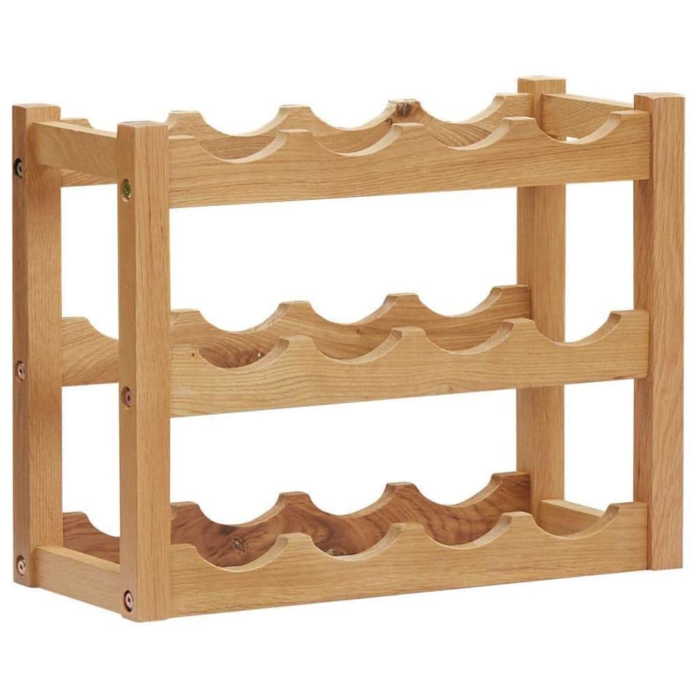 VioliytyC 12-Bottle Solid Oak Wood Wine Rack - 18.5
