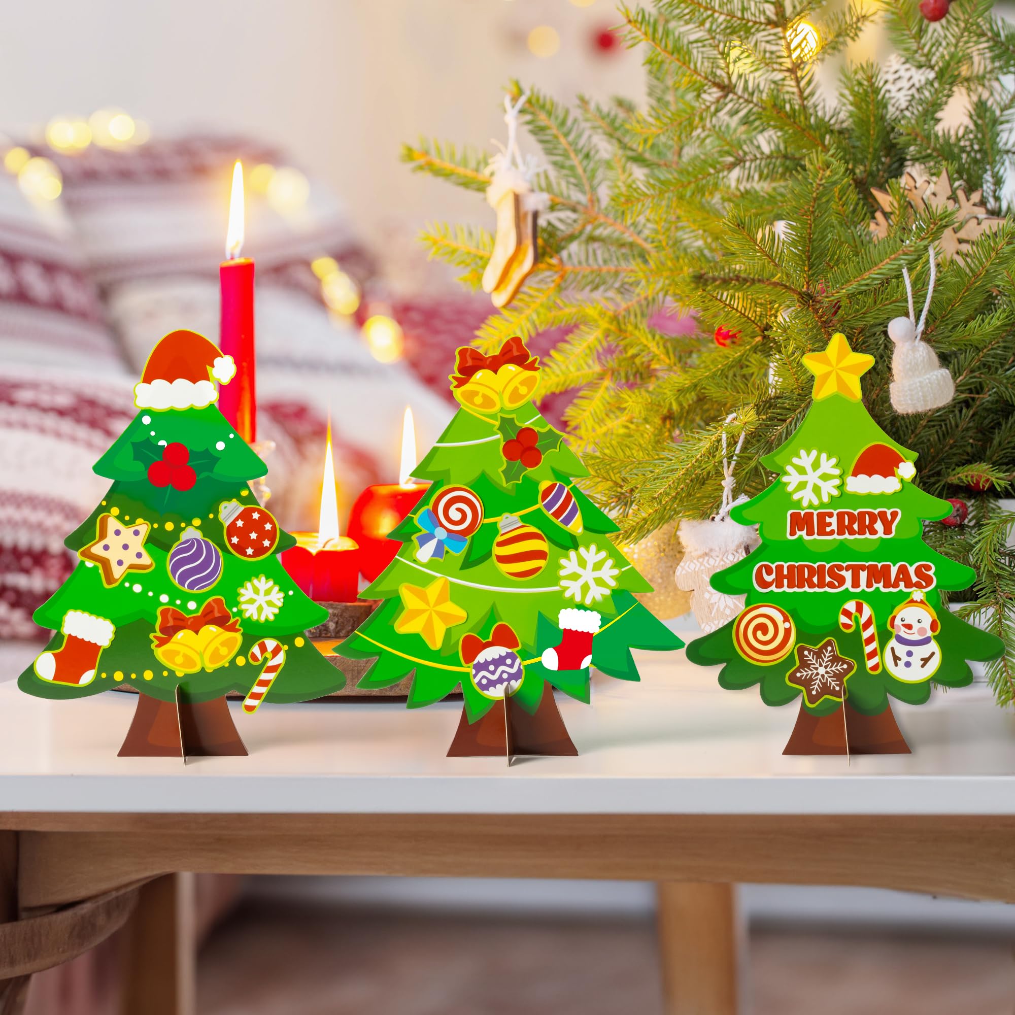 WATINC 30Pcs DIY Christmas Tree Craft Kit - Make Your Own Holiday Decorations for Kids, Home, School & Classroom Activities | Perfect for Winter Party Favors, Xmas Decor & Fun DIY Projects