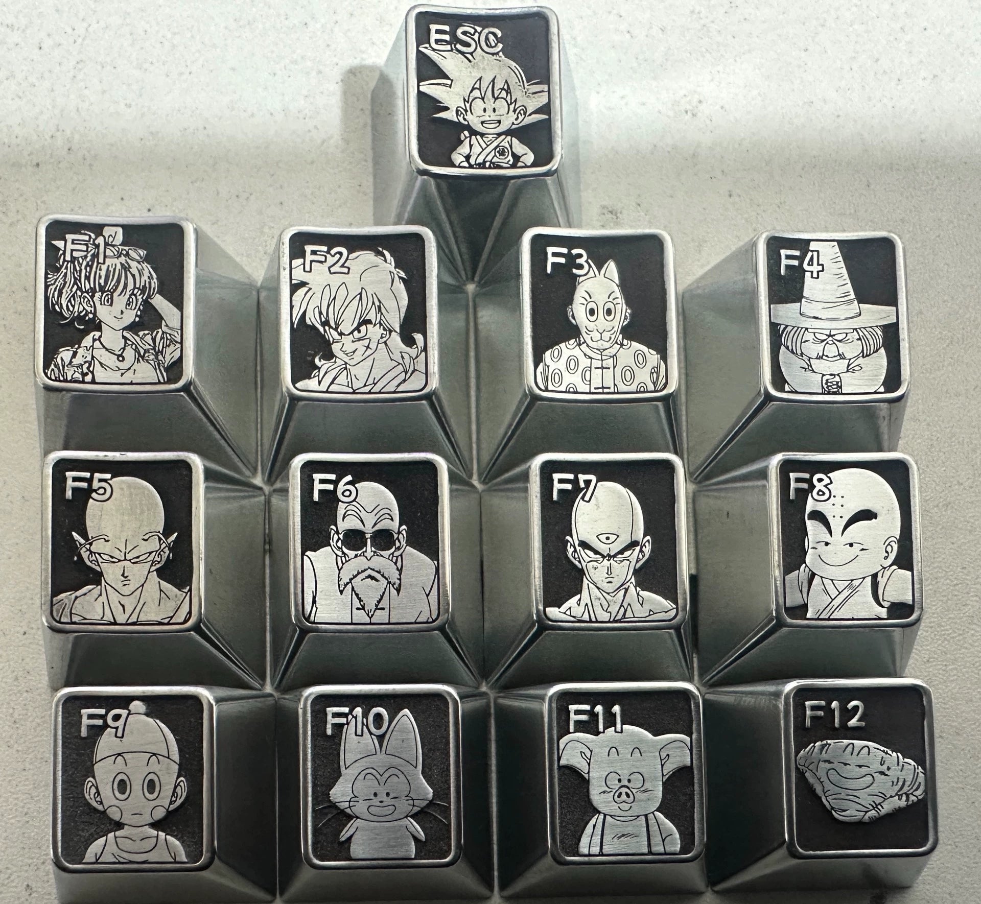 Dragon Ball Z 13-Piece Zinc Alloy Metal Custom Keycap Set for Mechanical Keyboards - Perfect for Gaming, Typing & Anime Fans