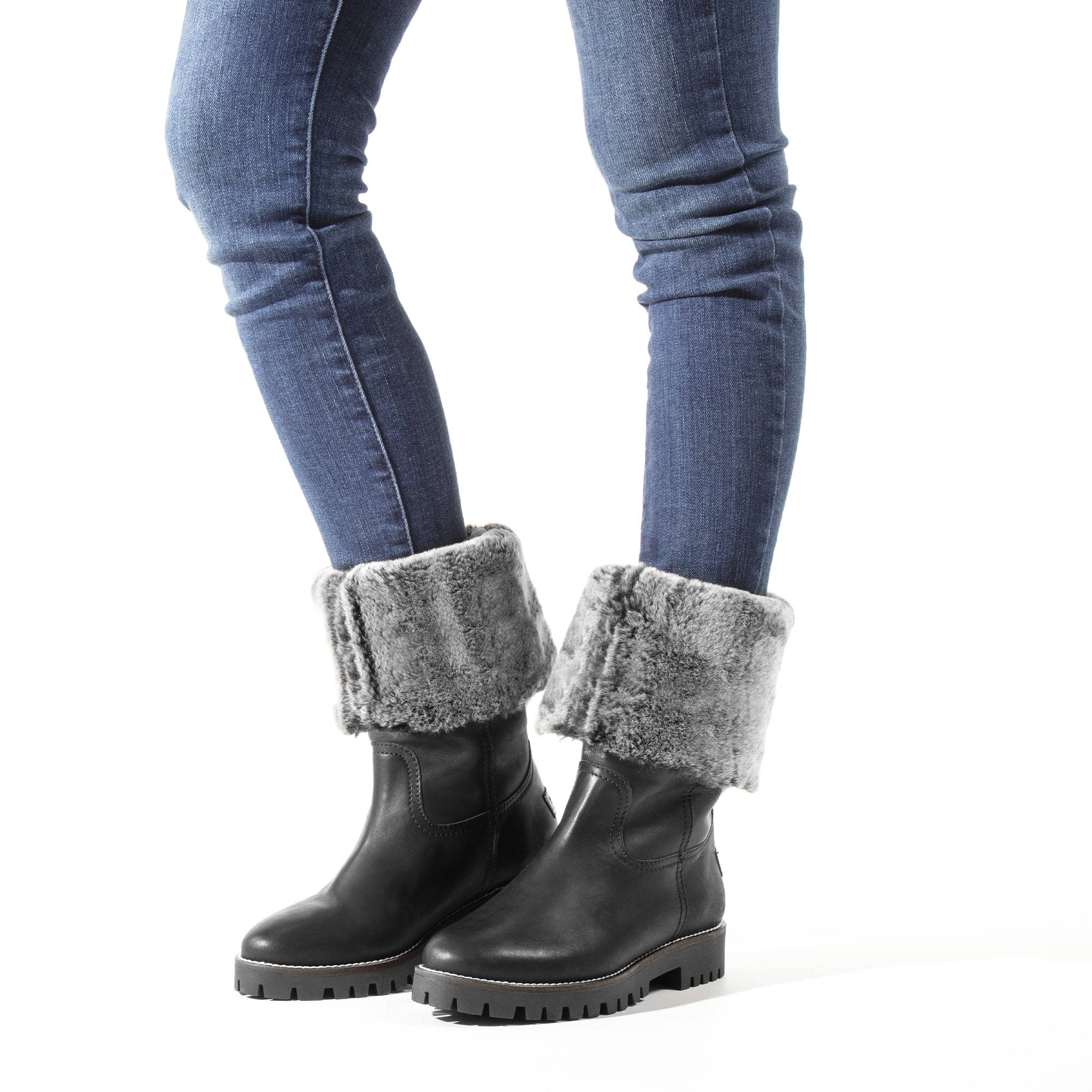 Panama Jack Tania Women's Ankle Boots - Black Leather Mid Calf Boots Size 9.5 | Comfortable Casual & Outdoor Shoes for Walking, Travel & Fall Fashion
