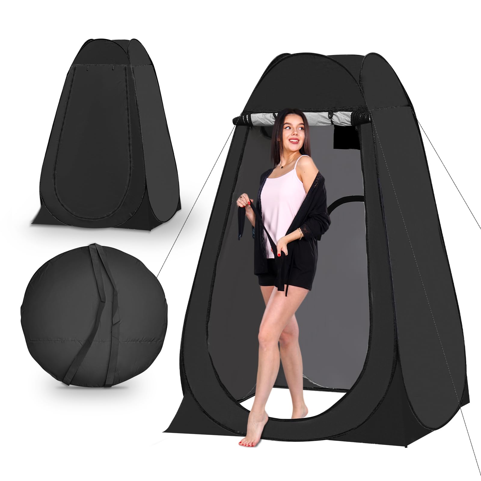 Portable Pop Up Privacy Tent for Camping - Instant Outdoor Shower & Toilet Tent, Spacious Dressing Changing Room for Hiking, Beach, Picnic & Fishing - Includes Carrying Bag & Rain Shelter | Perfect for Backpacking, RV Trips & Emergency Use