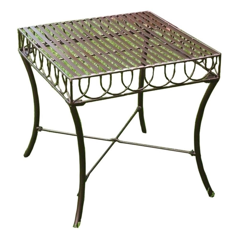 Pemberly Row Bronze Powder Coated Iron Metal Outdoor Patio Side Table - Perfect for Poolside, Garden, and Deck Use