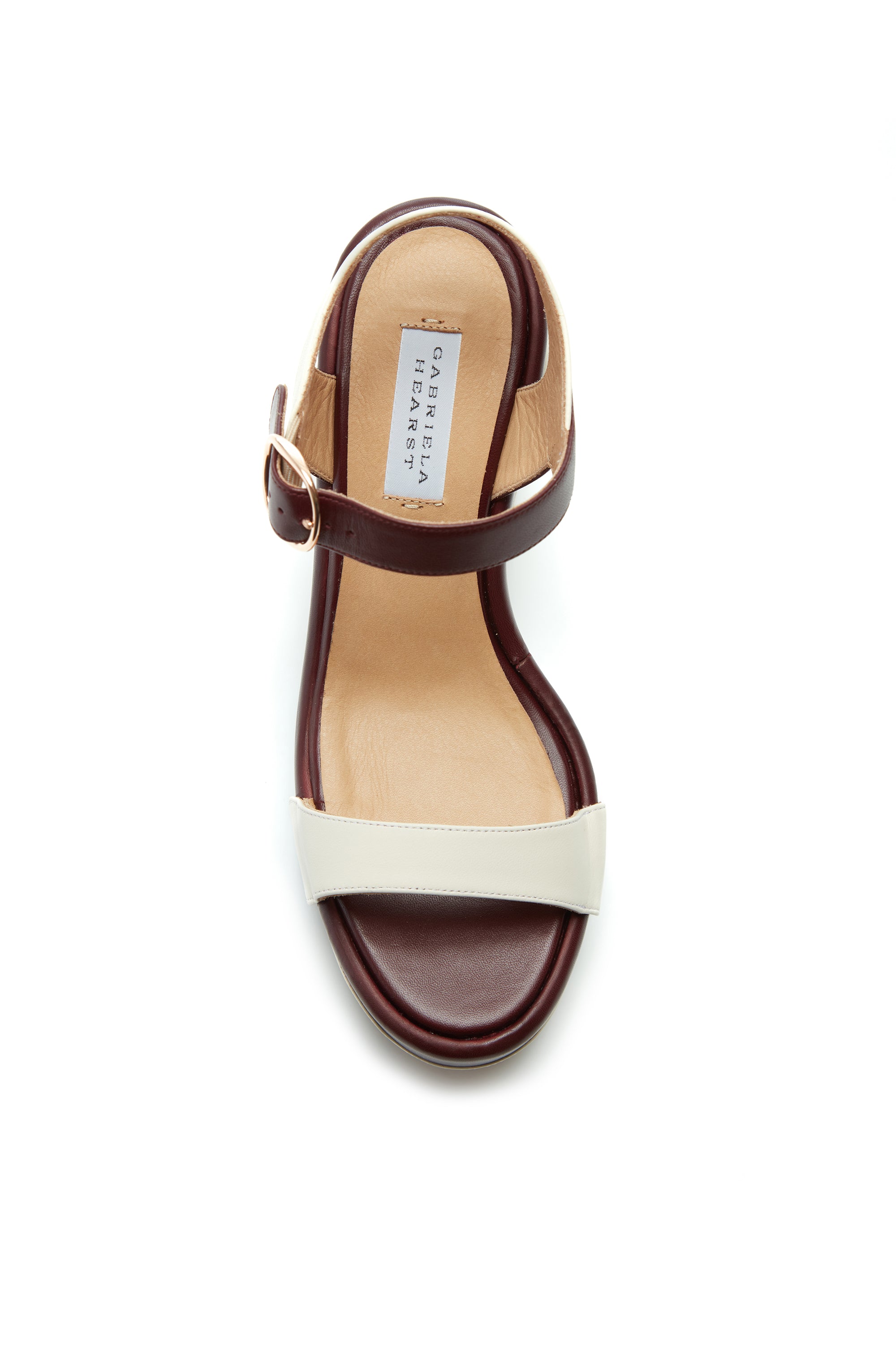 Premium Iris Platform Sandal in Cream Bordeaux Nappa Leather - Women's Comfortable Chunky Heel Sandals for Summer, Beach & Casual Outfits
