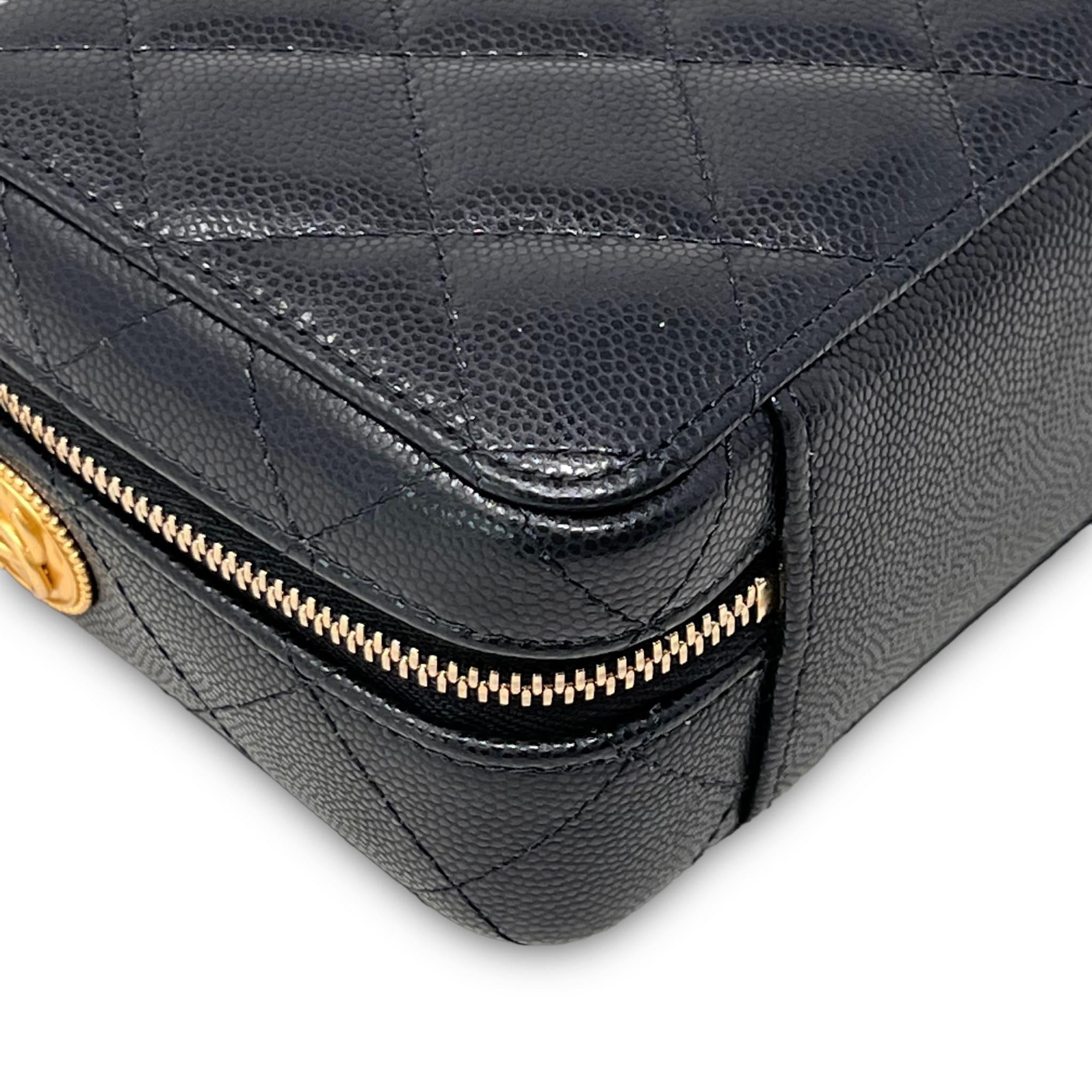 Chanel Black Caviar Leather Twist Your Buttons Camera Crossbody Bag - Perfect for Date Night & Evening Events